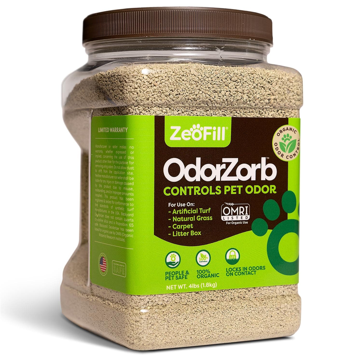 ZeoFill Dog Urine Odor Eliminator for Yards & Artificial Turf – Absorbs & Neutralizes Pet Smells on Grass, Lawns, & Dog Runs | Natural Outdoor Deodorizer Granules | 4 lb