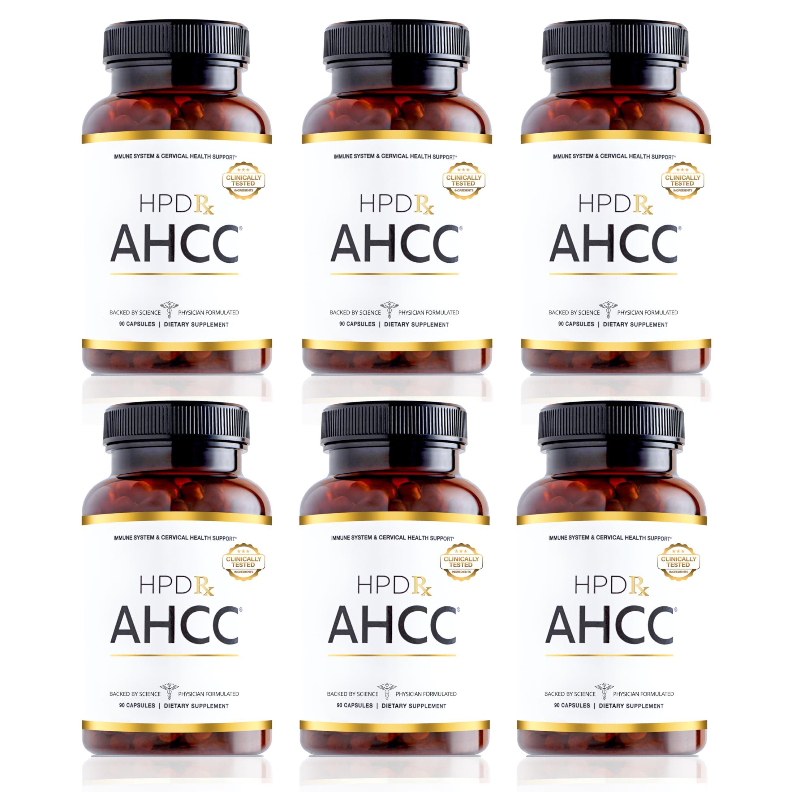 HPD Rx Premium AHCC & Shiitake Mushroom 1100 mg per Serving Supplement, Natural Immunity Booster, Maintains Natural Killer Cell Activity | AHCC is Proven in 30+ Studies | 180-Day Supply, 6-Pack