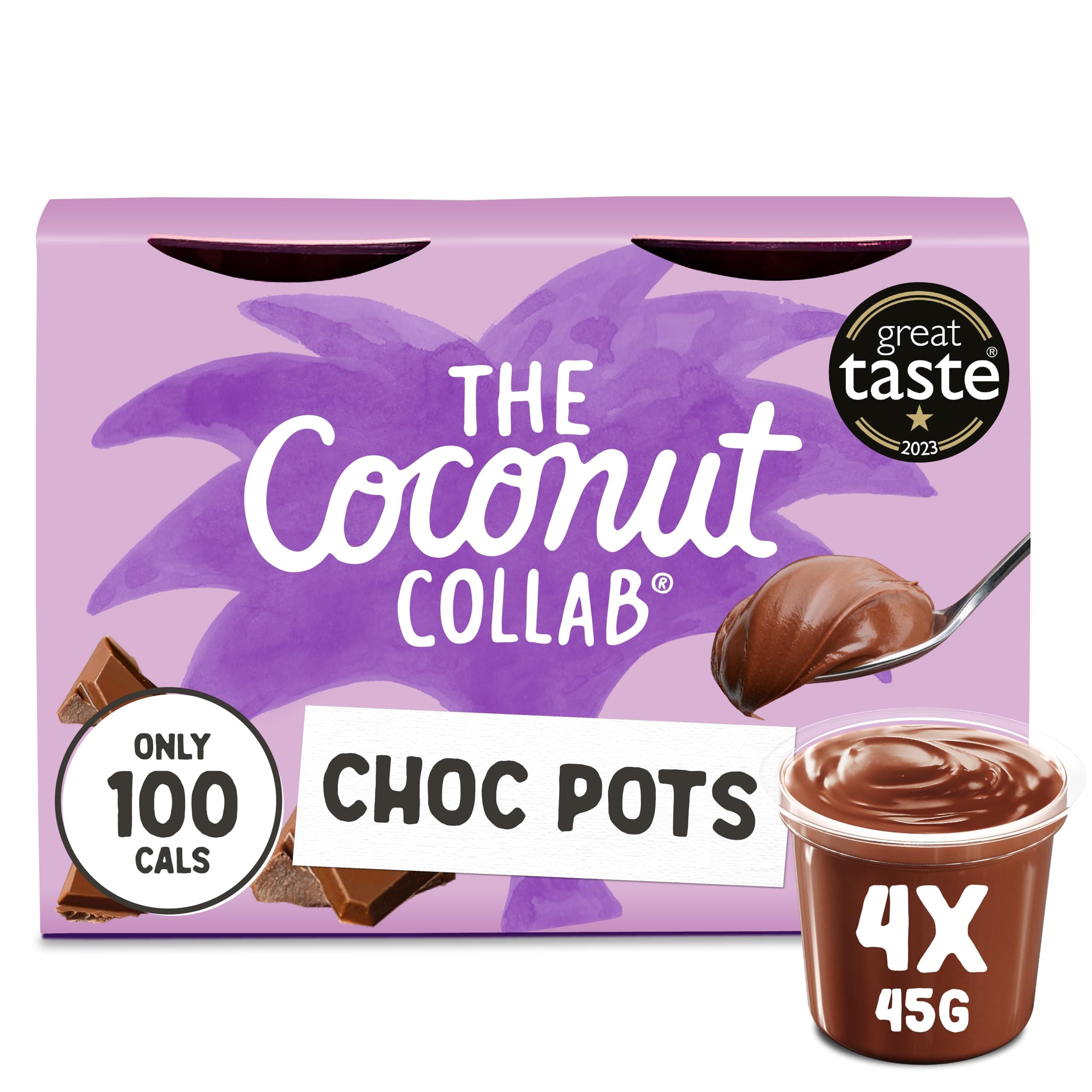 The Coconut Collab Choc Pots Dessert, Intense & Rich, Chocolate Ganache, Vegan, Plant-Based, Dairy Free 4 x 45g