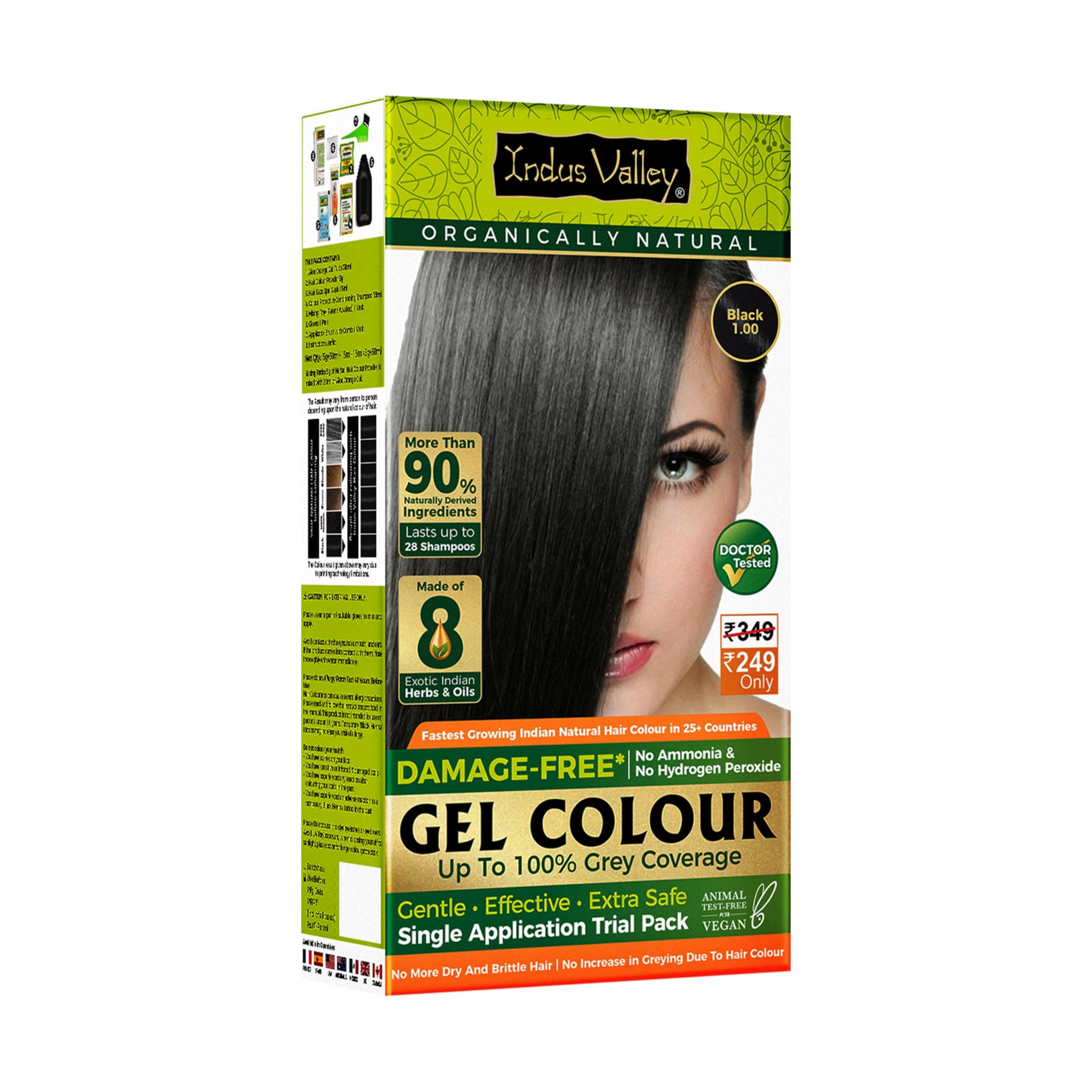 - Damage Free Natural Gel Hair Colour for Women | Ammonia & PPD Free Organic Hair Colour with 100% Grey Coverage, Long Lasting Hair Color Trial Pack (Black, 65 ml)