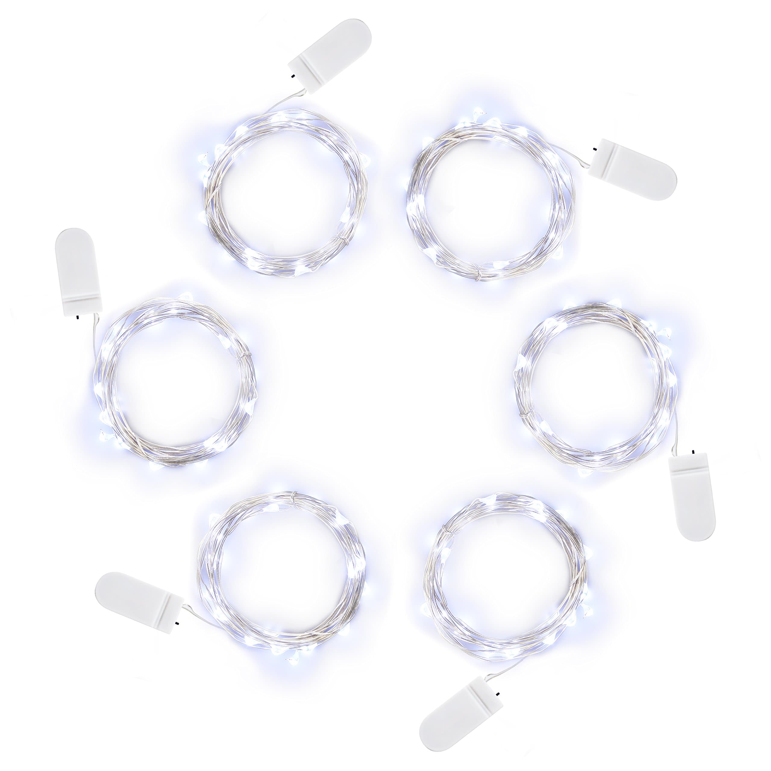 illumiForce LED Starry String Lights, Battery Operated Fairy Lights, 6.5ft 20LEDs, Decorations for Bedroom Patio Garden Birthday Party Wedding Christmas DIY Crafing Home Decor, Pure White 6 Sets