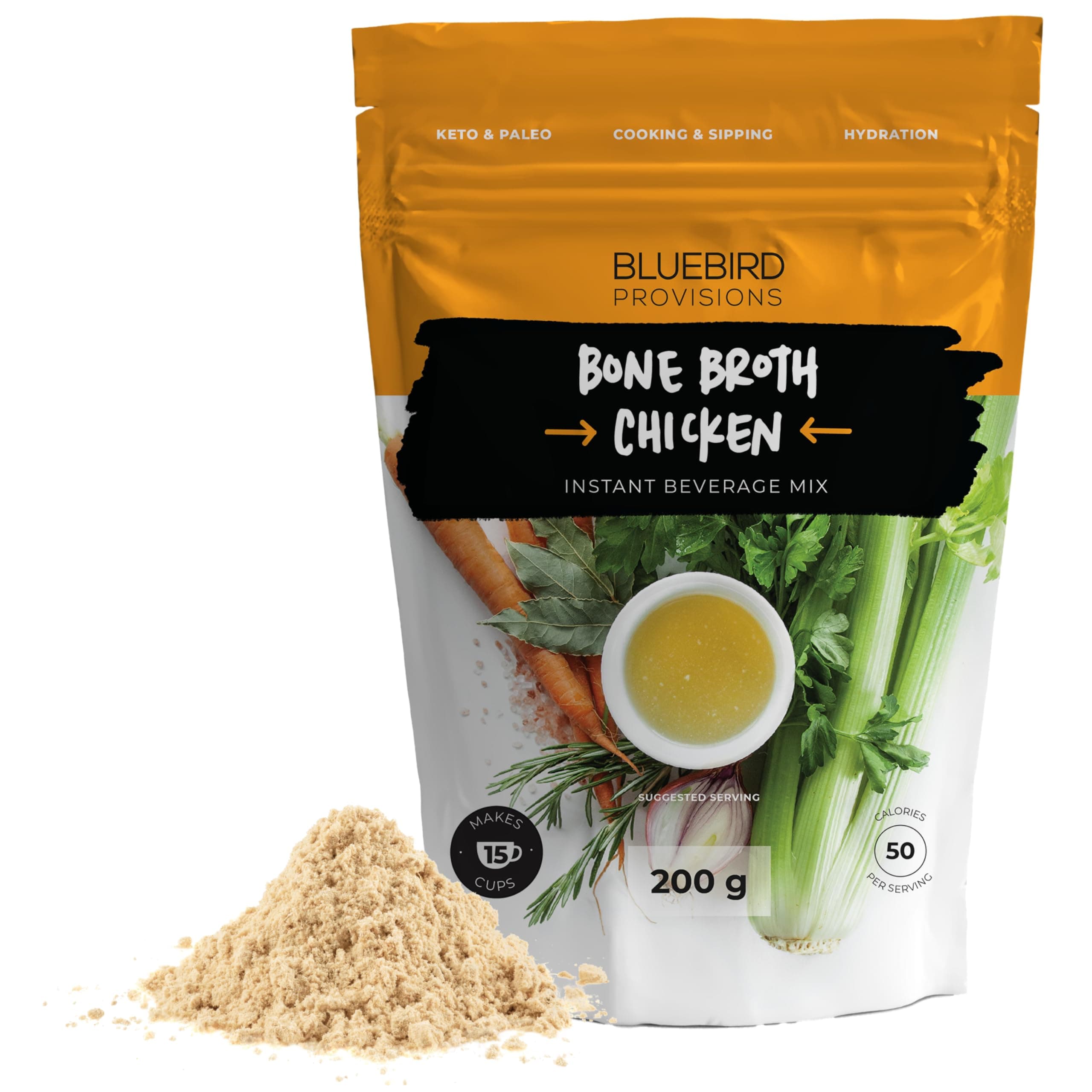 Chicken Bone Broth Powder - Low Sodium Savory Protein Powder - Carnivore Protein Powder with 12 g Protein - Gut Healing and only 130 mg Sodium - Just 2 Ingredients - 7.1 oz