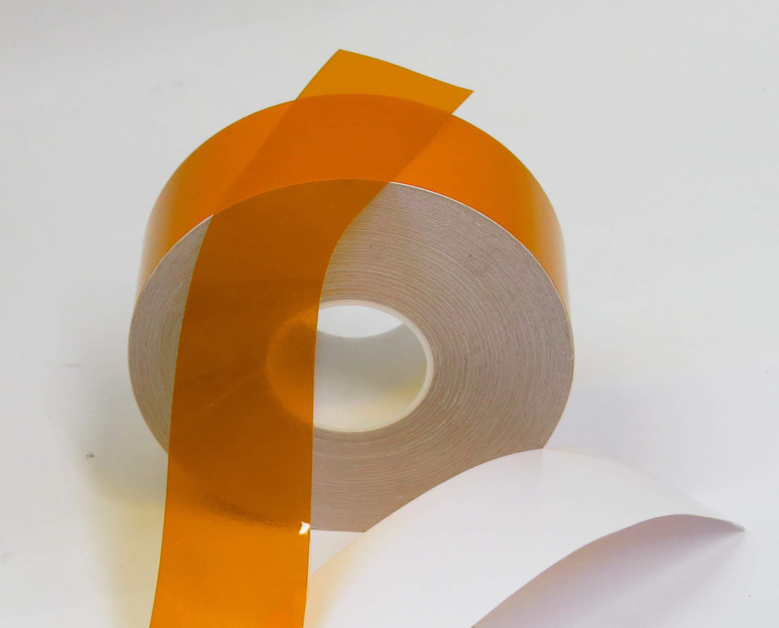 Transparent Vinyl Tape with Self-Adhesive. (3 inch x 25 ft, Orange)