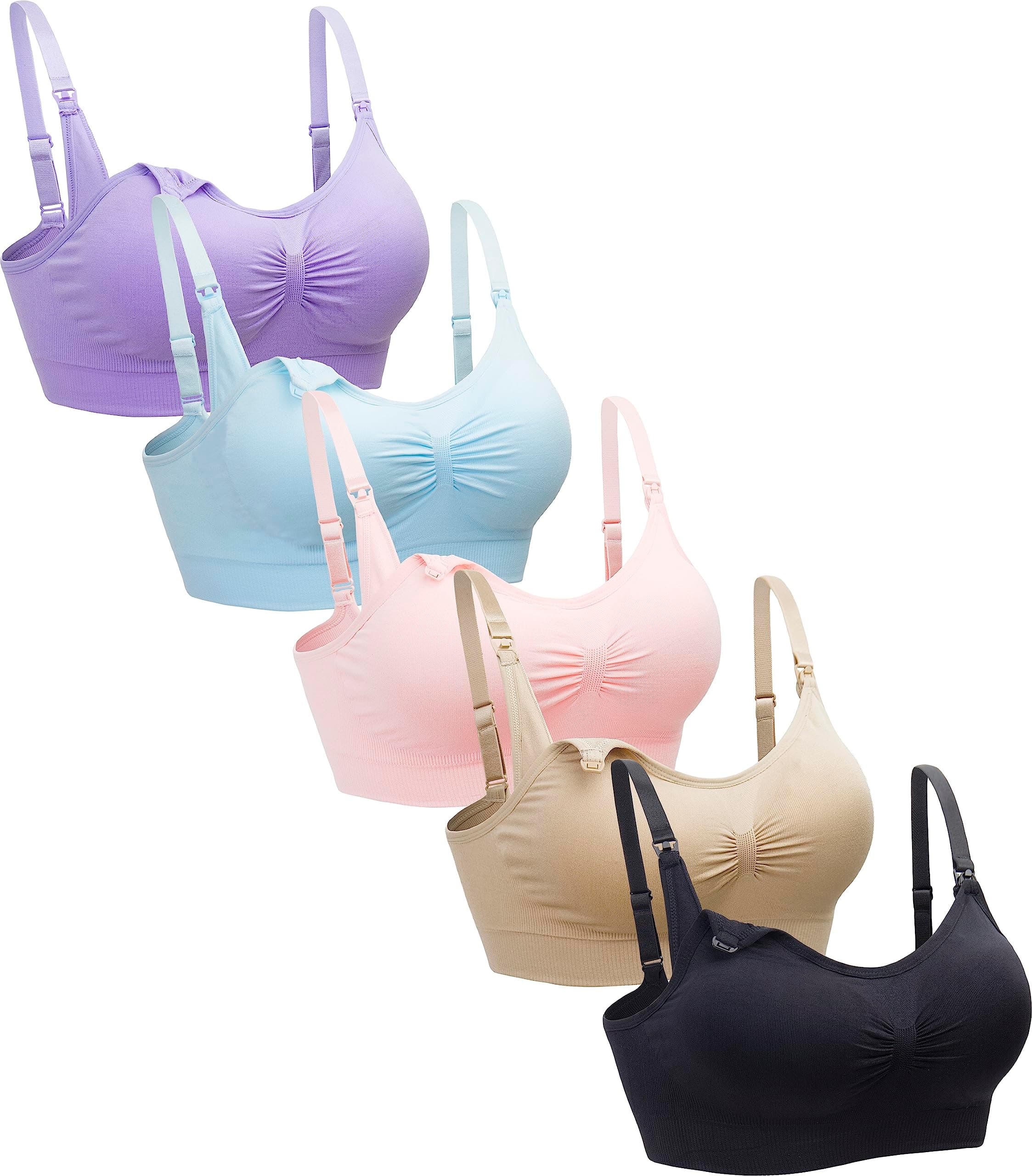 Suekaphin 5PACK Nursing Bra Wireless Bra Women's Sleeping Maternity Bra Breastfeeding Bra
