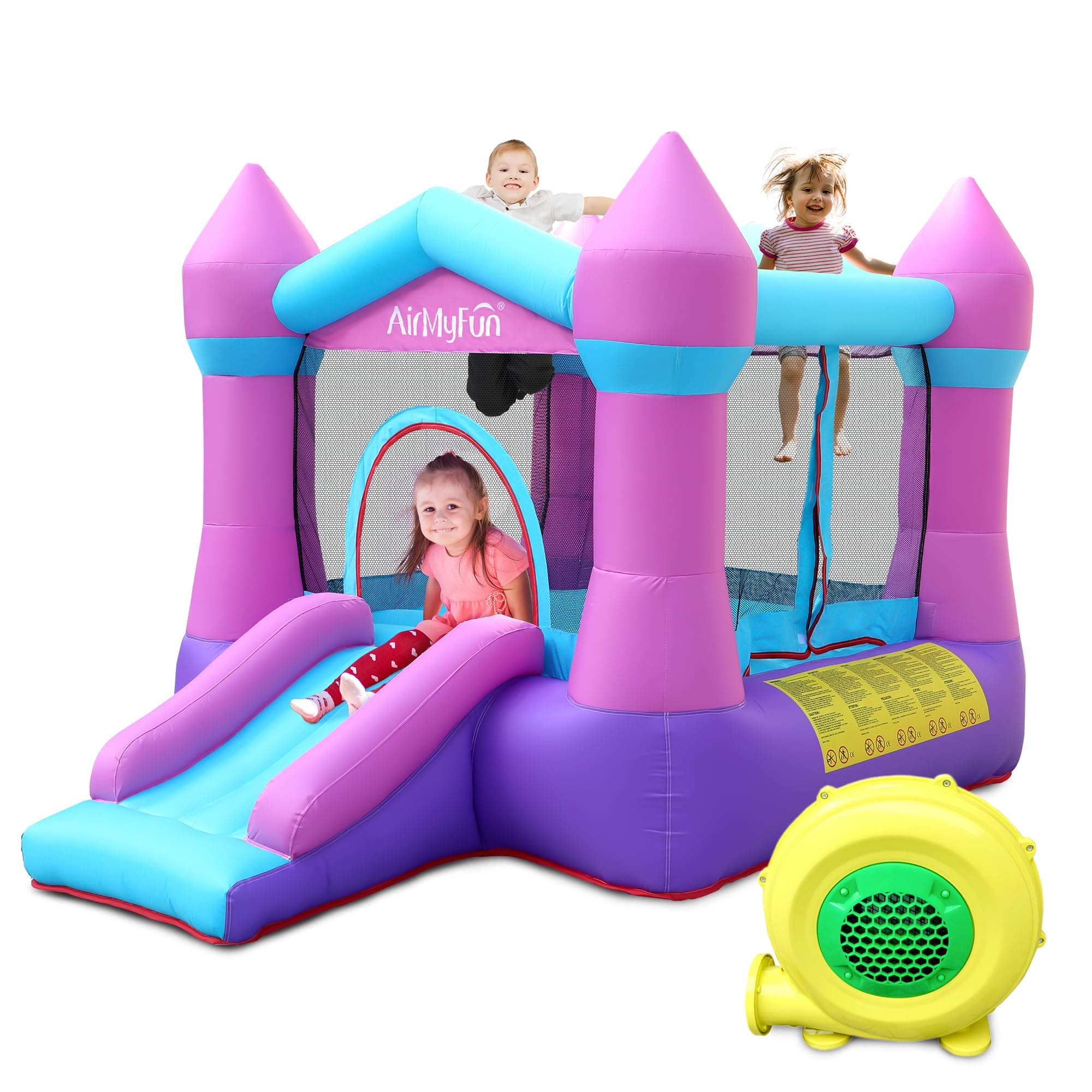 Pink Inflatable Toddler Bounce House with Blower, Indoor/Outdoor Jumping Castle for Kids 3-8, Inflatable Bouncy House with Slide, 82011B