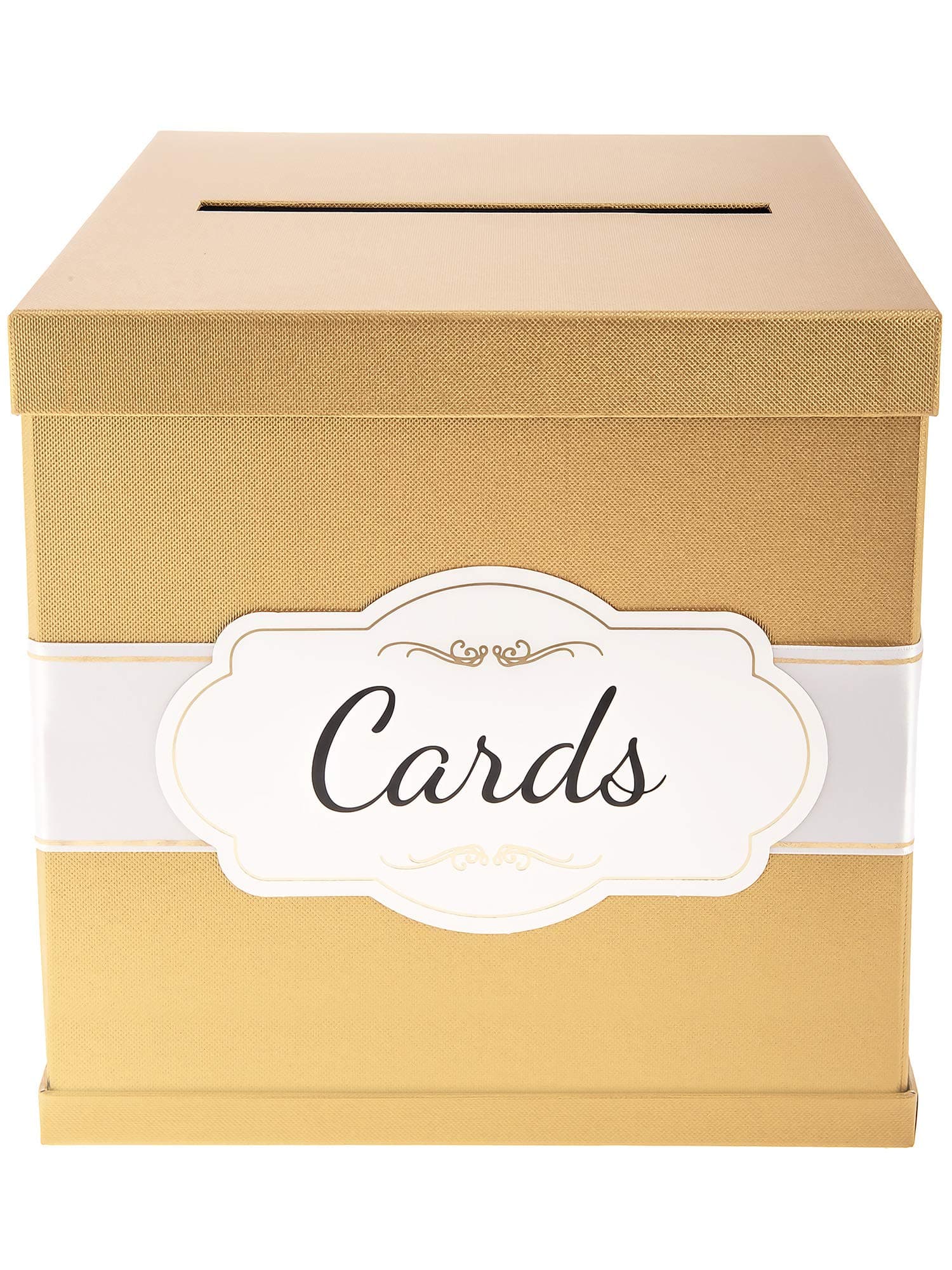 Merry Expressions10" Gold Card Box, Card Holder For Party, Money Gift Box for Wedding Reception, Graduation, Birthday, Sweet 16 Parties, Bridal & Baby Shower - Large - Wedding Gift Table DecorationThe Forest Stewardship Council