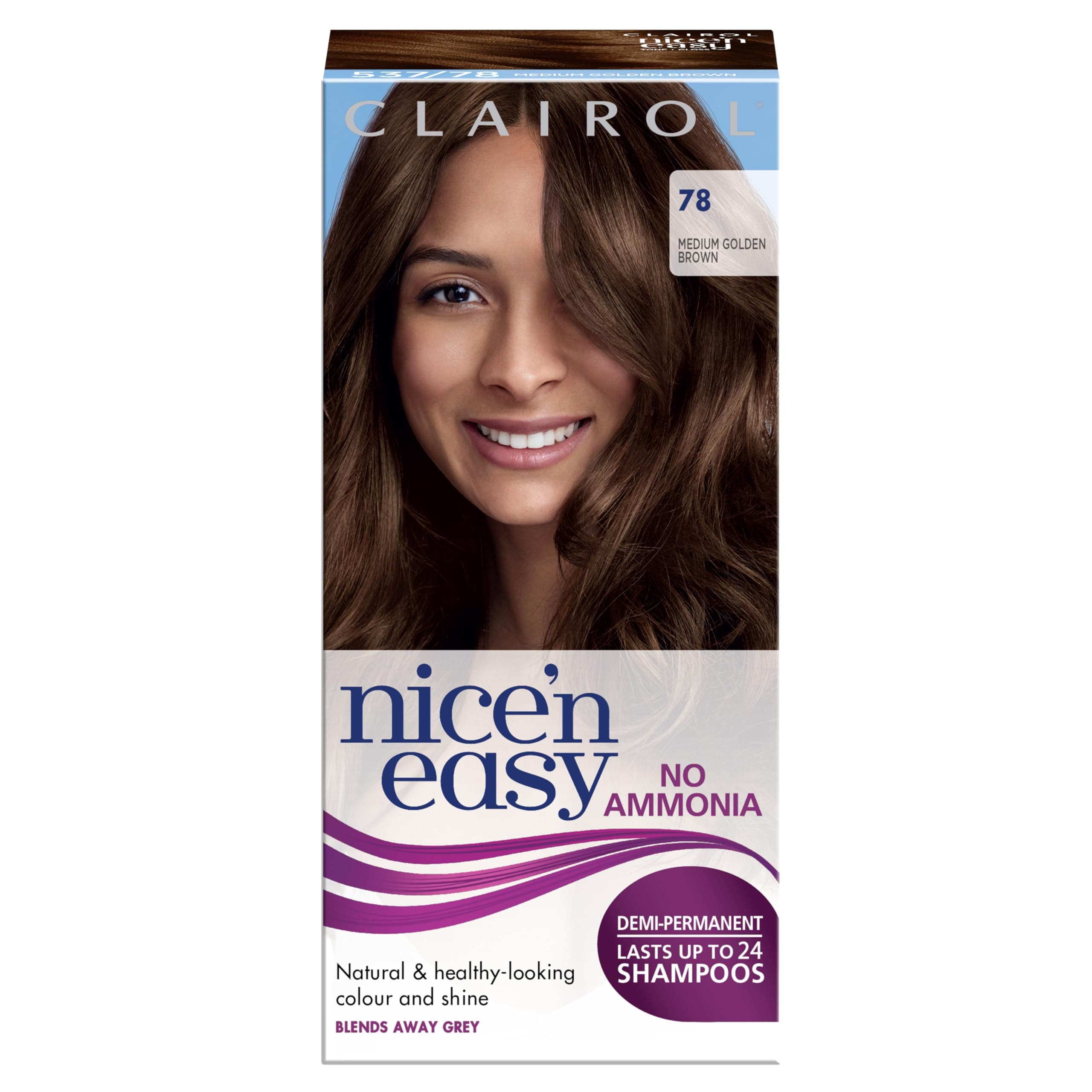 Clairol Nice 'N Easy No Ammonia Lasting Hair Colour 78, Medium Gold Brown