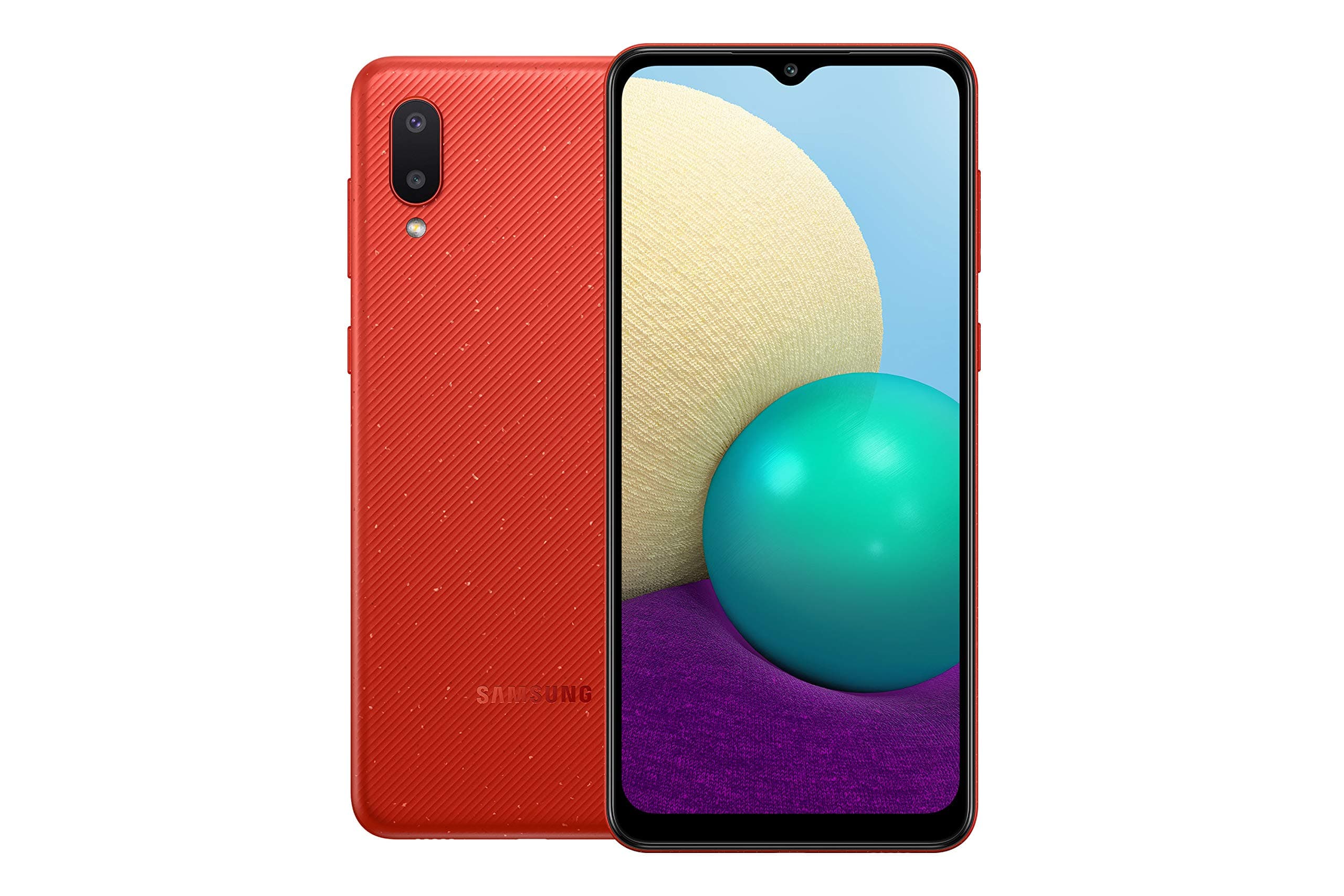 Samsung Galaxy A02 Dual SIM Smartphone, 64GB 3GB RAM LTE (UAE Version), Red