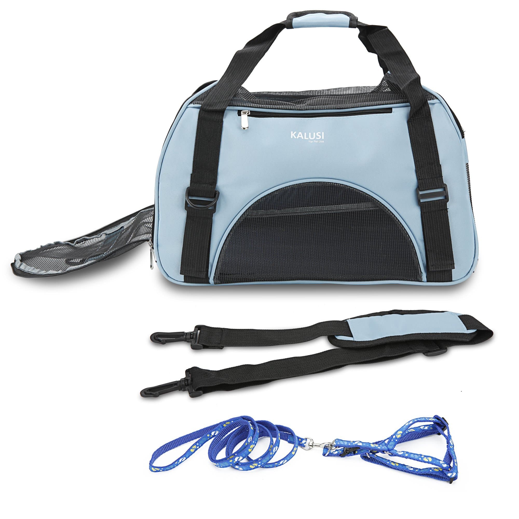 KALUSI Deluxe Foldable Soft Sided Dog House Style Pet Carrier, Airline Approved Pet Travel Carrier/Tote & Bag for Cats & Dogs/1 Year Warranty (Large :18.1 x 9.6 x 12.9 inches)