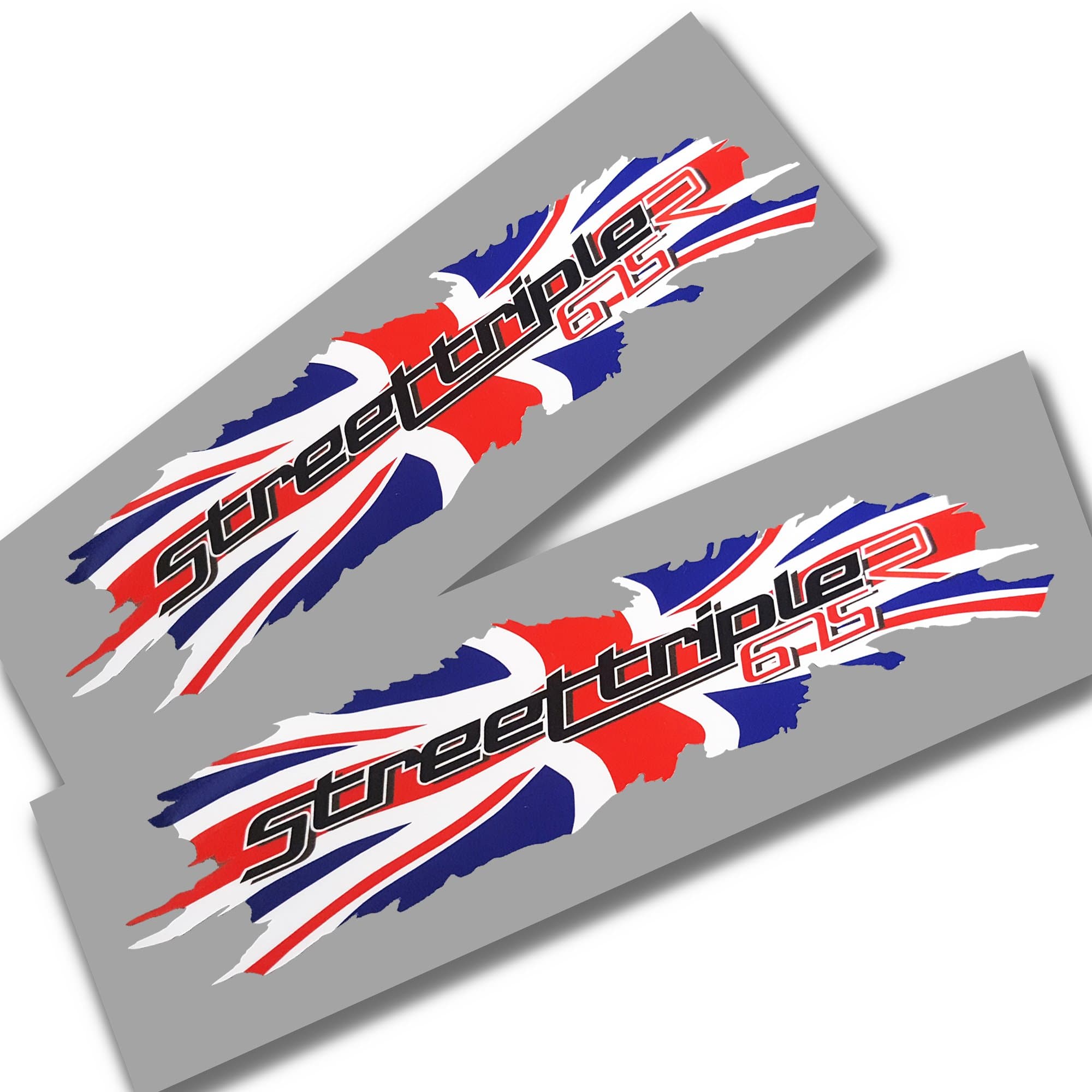 Triumph Street triple 675R union flag design graphics decals stickers x 2 small 675 R FLAT COLOUR