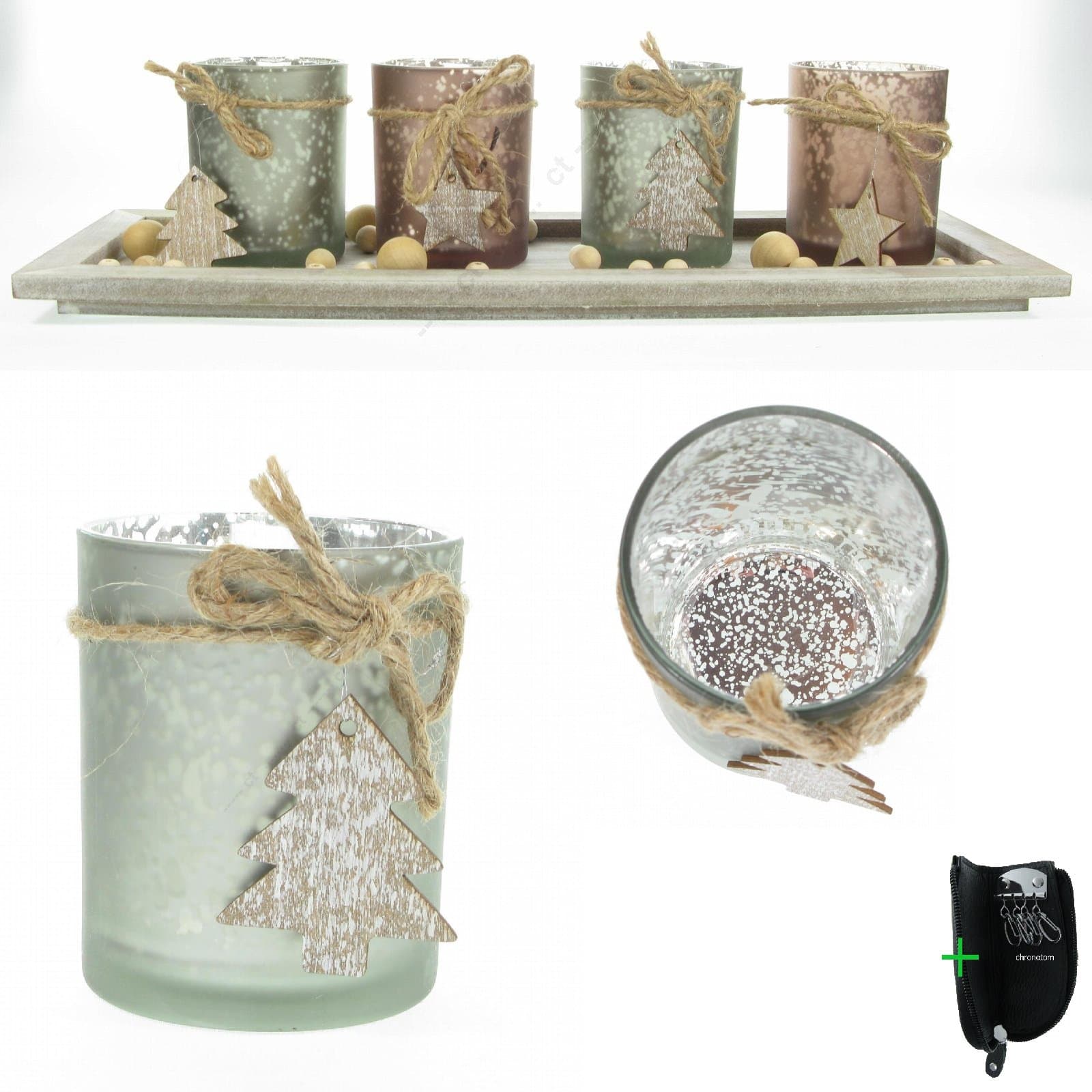 Decorated wooden dish # 3475 Ball Lantern Glass Wind Light Set 5 Piece Wood