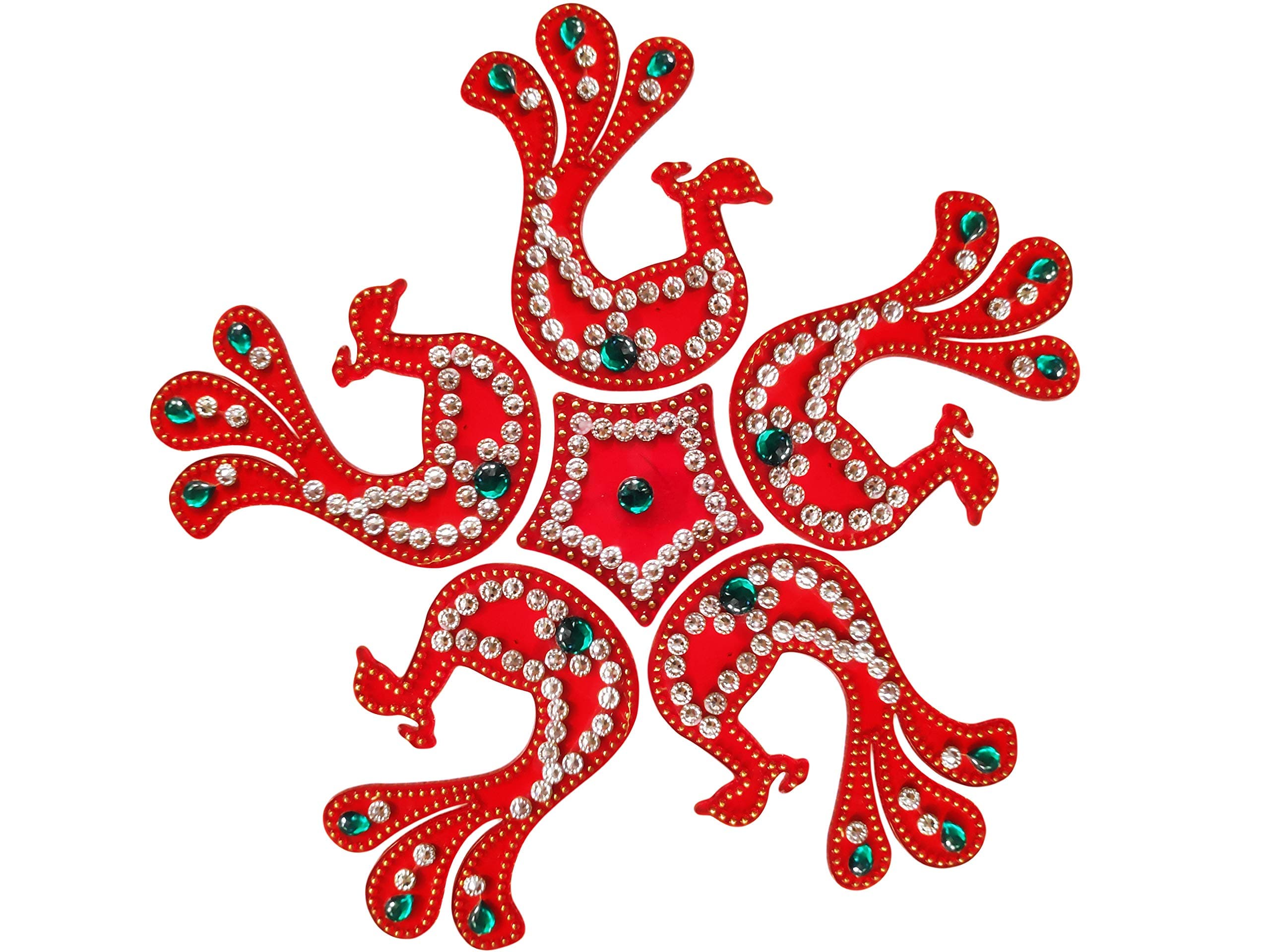 Handmade Diwali Floor Rangoli Design Studded Stones & Sequins Traditional Festive Home Decorations (Design2)