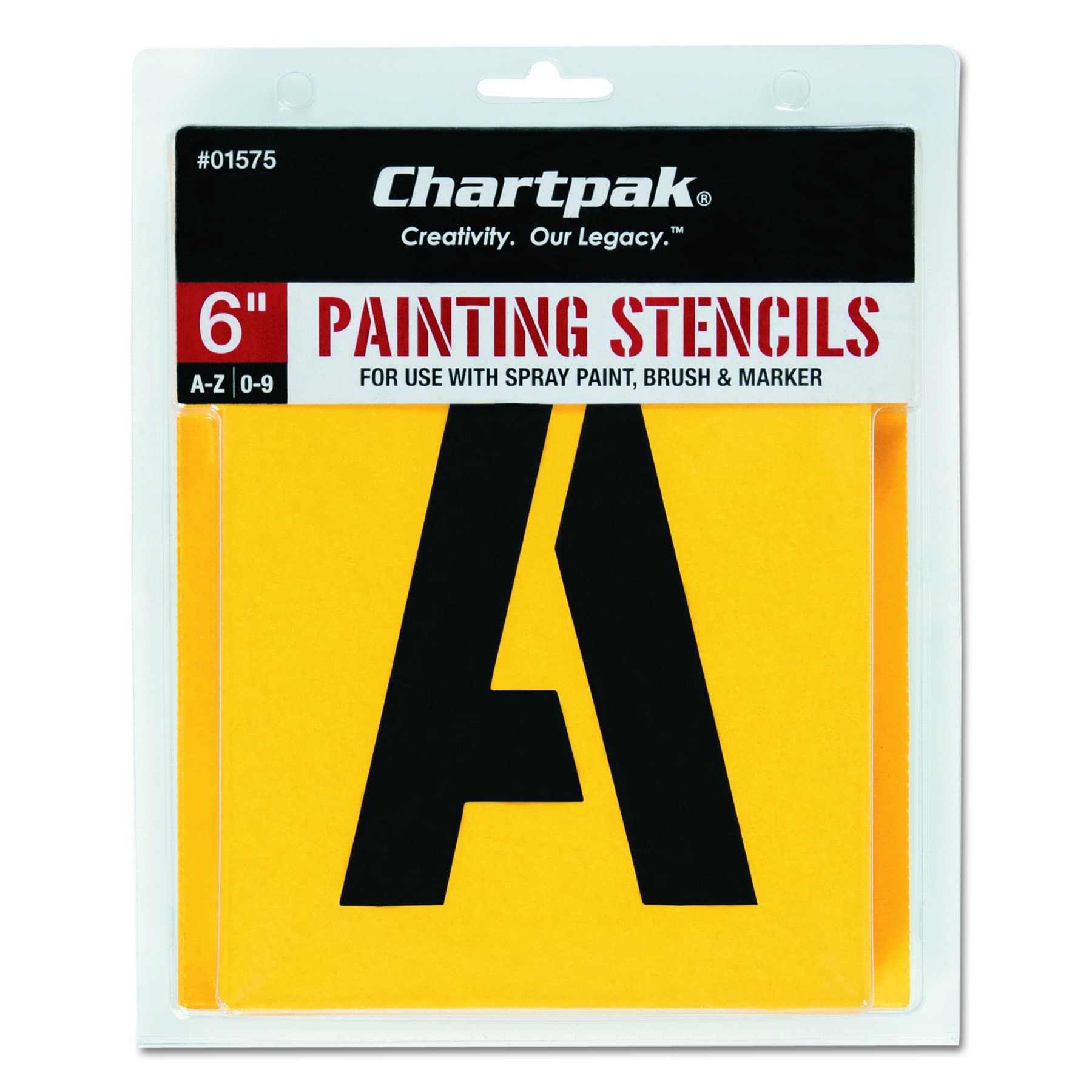 Chartpak Letter and Number Painting Stencils, A-Z and 0-9, 6 Inches H, 35 per Pack (01575)