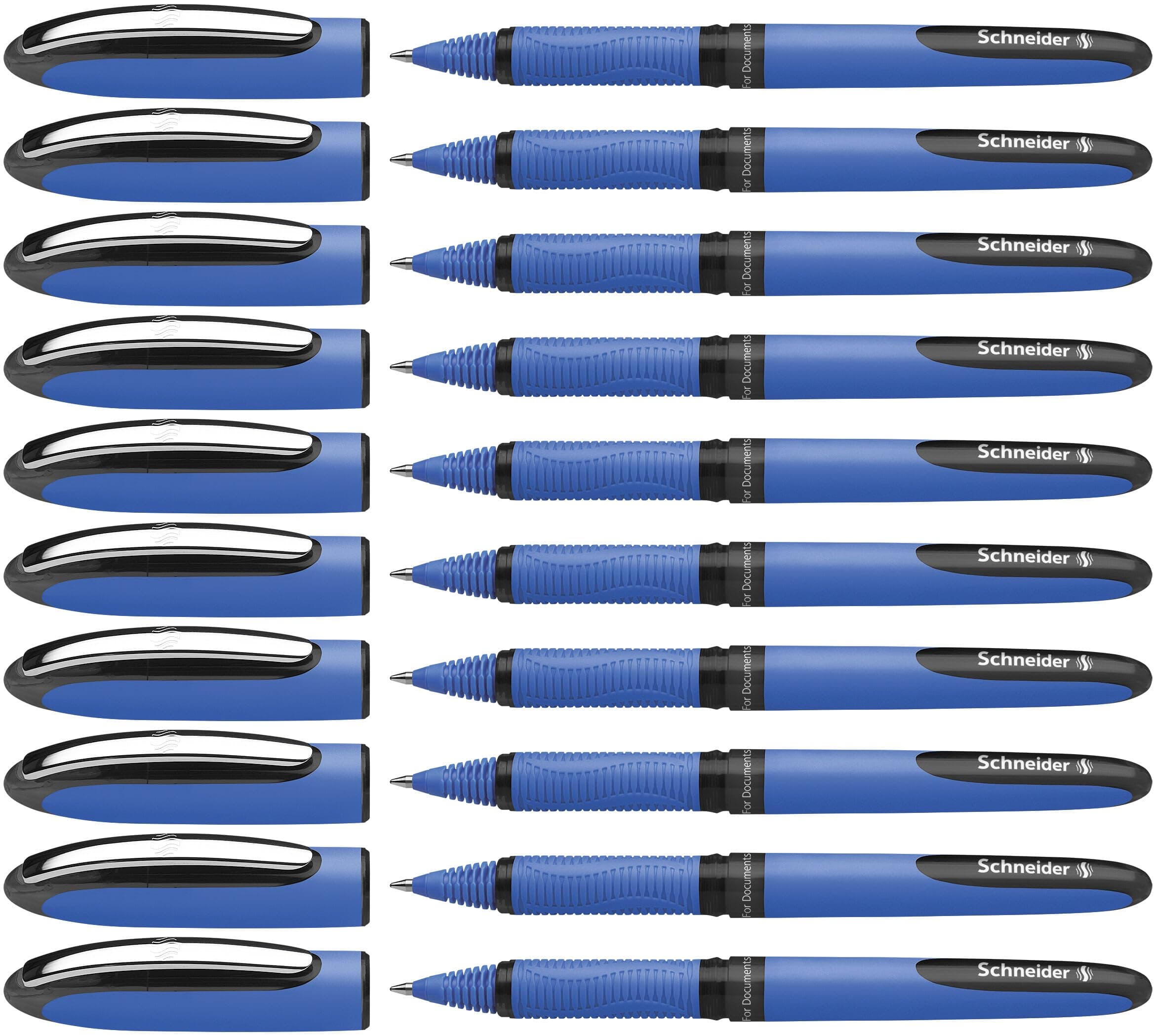 One Hybrid C Rollerball Pen, 0.5 mm Hybrid Conical Tip, Light Blue Barrel, Black Ink, Box of 10 Pens (183201)
