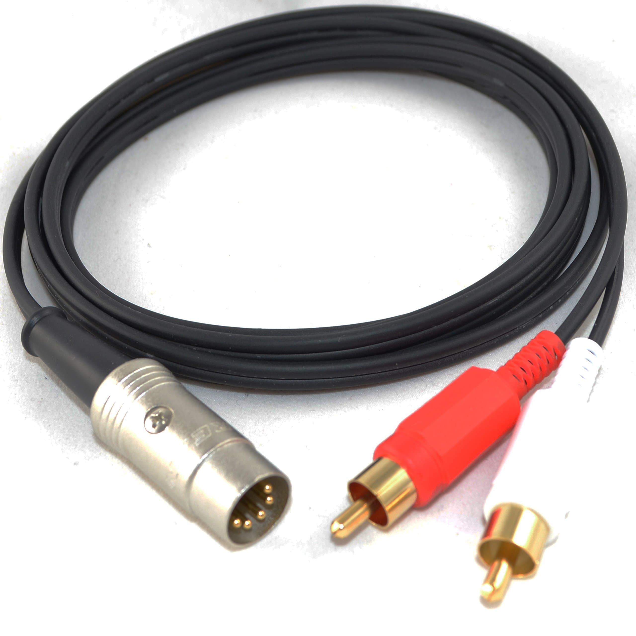 5 Pin DIN to 2 x RCA Phono Plugs Gold 1 Metre Interconnect Cable for Naim/B&O by CoolNovelties