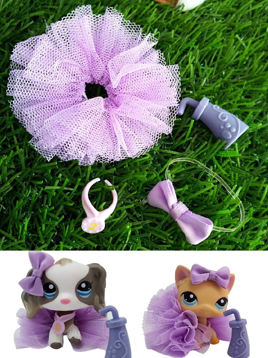 lps Accessories(pet not Included), Tiny Pet Shop Clothes Skirt Bows Collars and Dink for Rare lps Figures Dog and Cats