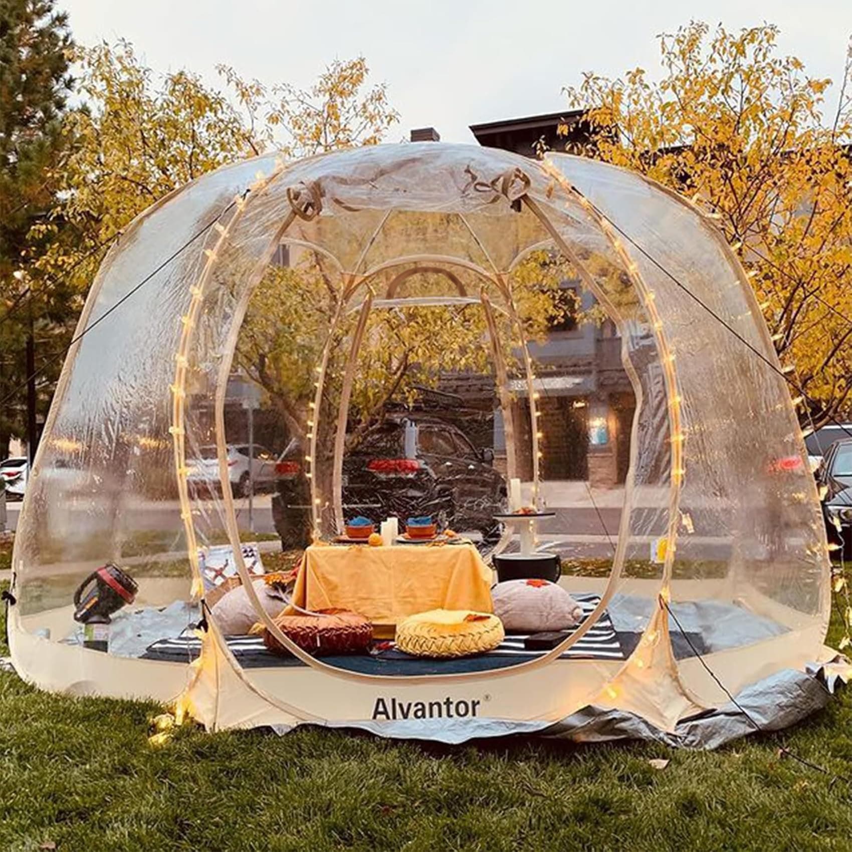 Pop Up Bubble Tent® - 12’ x 12’ Instant Igloo Tent® - 8-10 Person Screen House for Patios - Large Oversize Weather Proof Pod - Cold Protection Camping - Beige