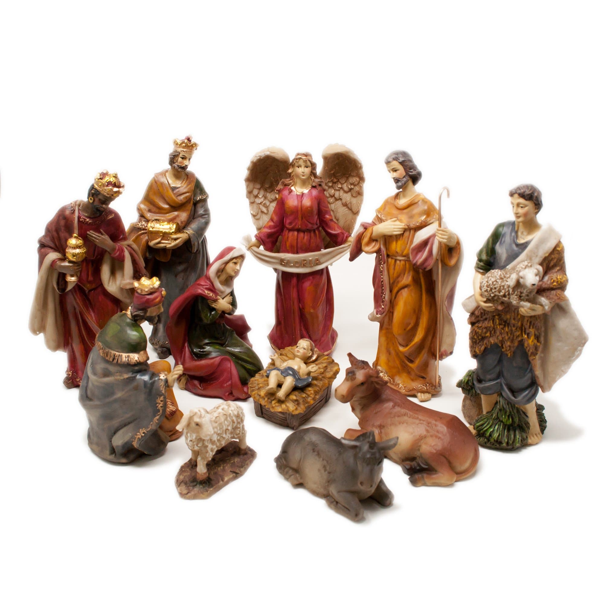 Nativity Set XL Christmas with 11 Large Figures (up to 21 cm) Classic Design Nativity Scene Decoration
