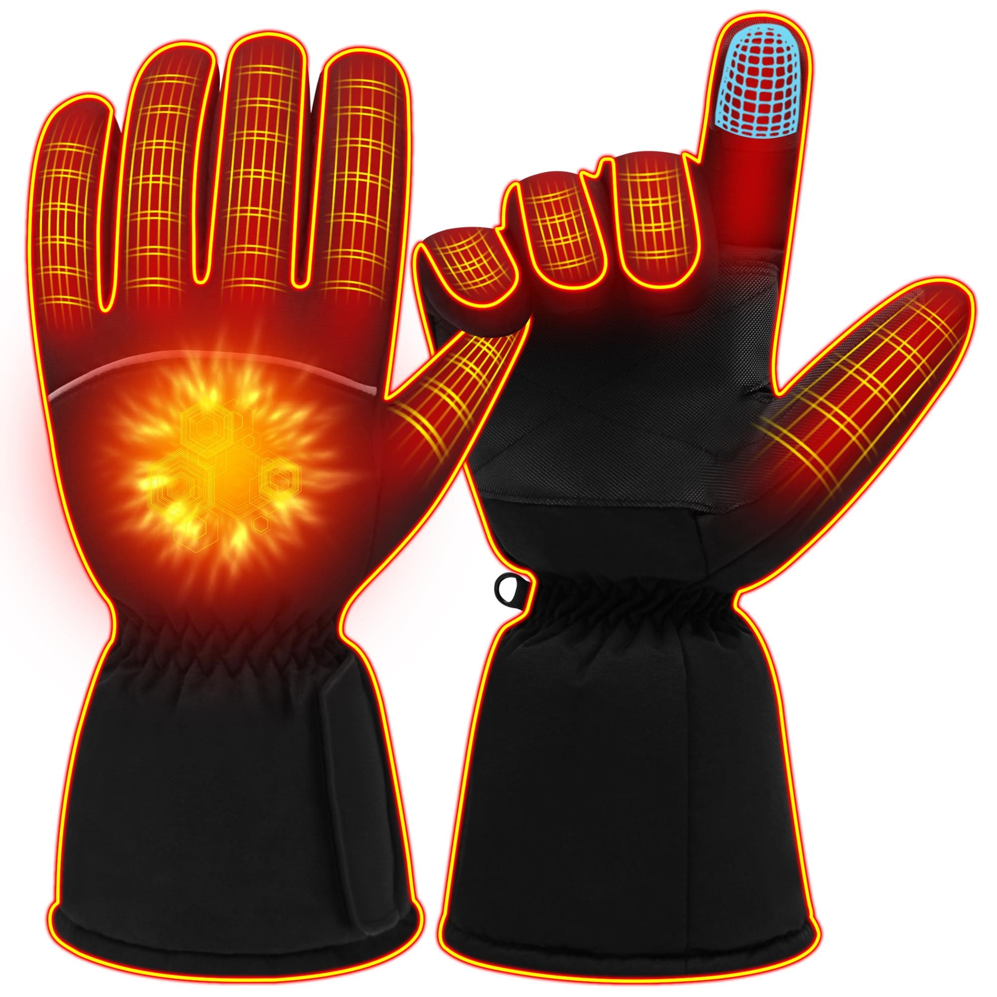 Heated Gloves for Men Women Rechargeable Waterproof Touchscreen Heating Gloves, Outdoor Indoor Battery Powered Hand Warmer for Hunting Camping Fishing Skiing Motorcycling Gardening