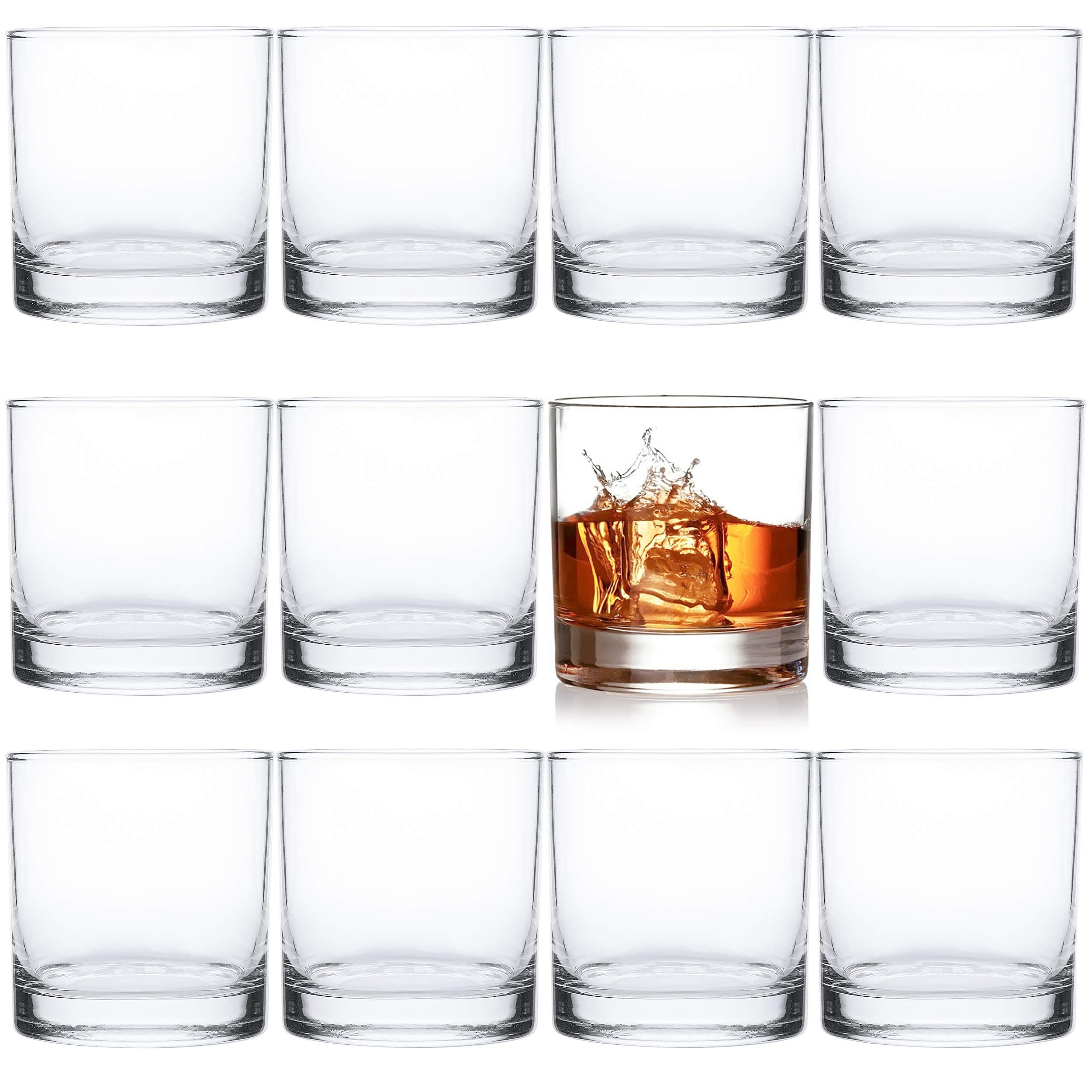 12 Pack Double Old Fashioned Whiskey Glasses, 10 oz Rocks Glasses Drinking Glasses for Scotch, Bourbon, Cocktails, Beverages, Water