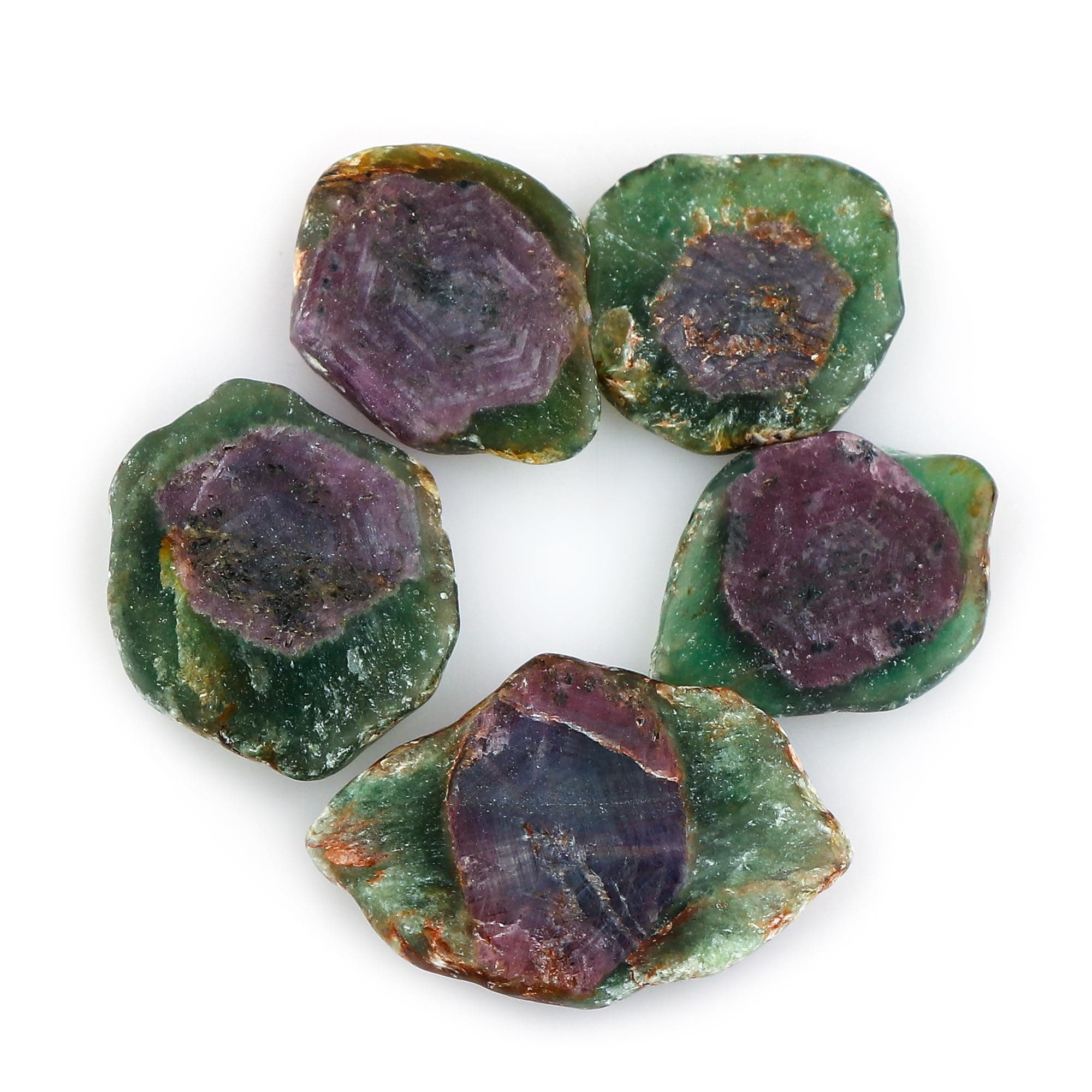 CRYSTALIS Wholesale 5pcs Natural Ruby Zoisite Slice Crystals, Loose Gemstone, Bulk Rough Jewelry Making Supply, Chakra Healing Raw Stones, Wire Wrapping, DIY, Gem Collection