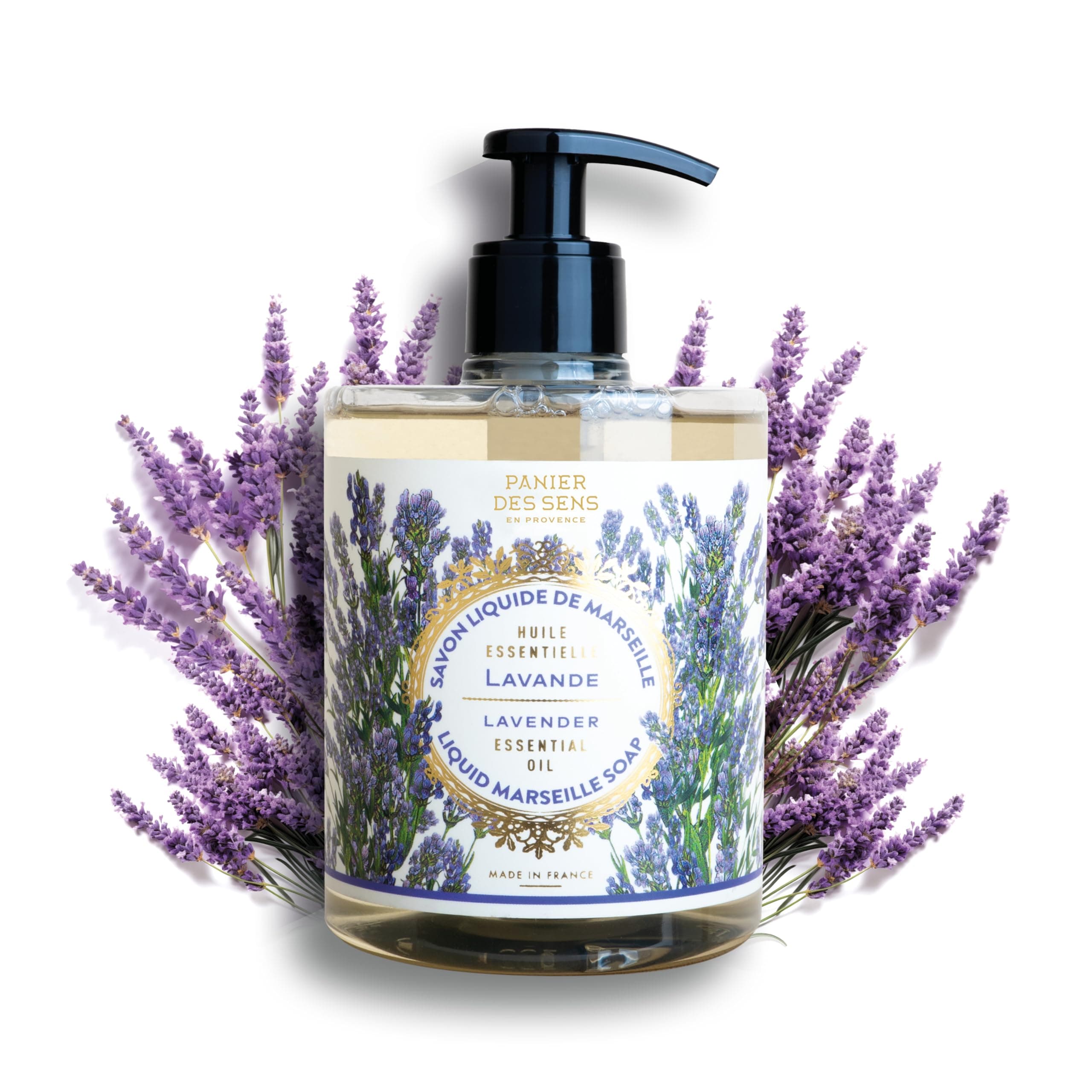 Soothing Lavender Moisturizing Liquid Hand Soap - French Provence Hand Wash - Savon de Marseille Soap with Olive Oil - Refillable Bottle - 97% Natural Ingredients - 16.9 Fl Oz