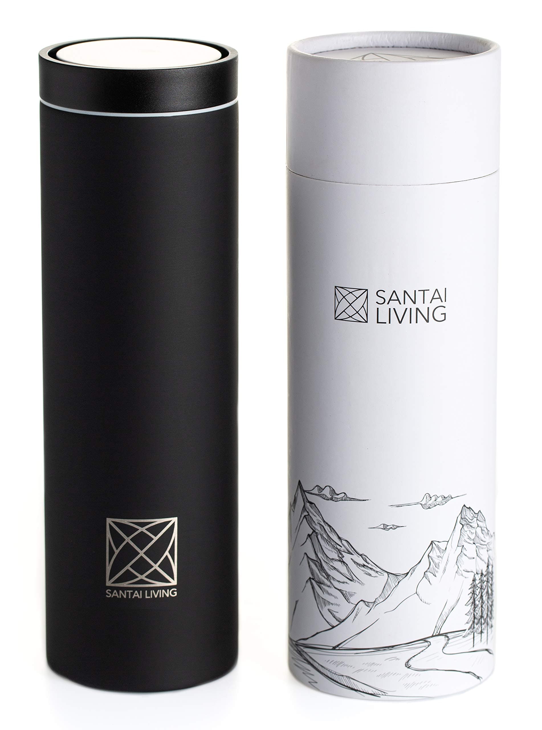 2022 Santai Living 1-Click Open Vacuum-Insulated Travel Mug - Double Walled Stainless Steel Thermos Flask 17oz (Black)