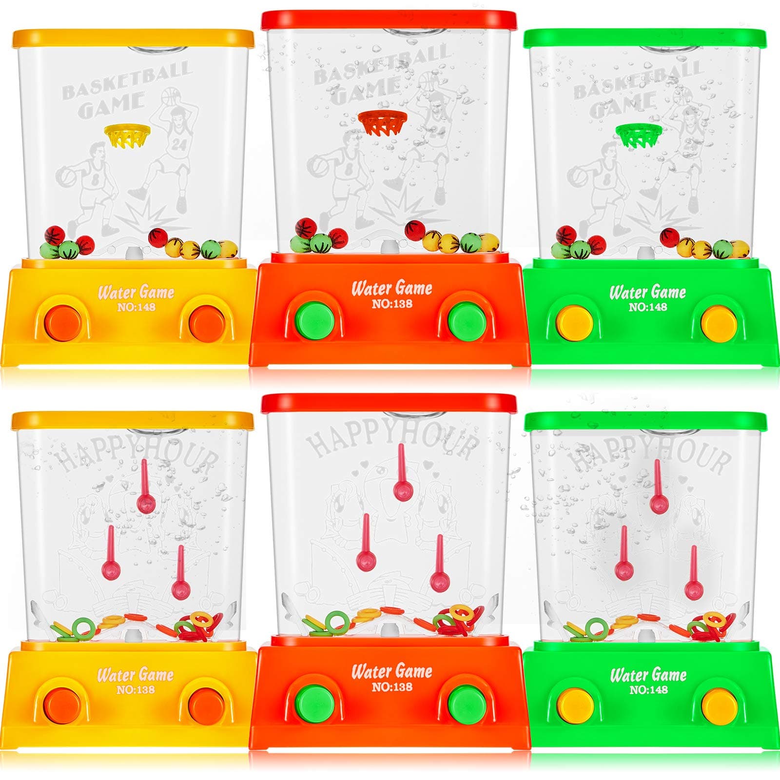 Sumind 6 Pack Mini Water Ring Toss Game for Kids, Retro 80s 90s Handheld Water Toy, Easter Basket Stuffers Bulk, Birthday Party Favors, Classroom Prize Toy(Classic Style)