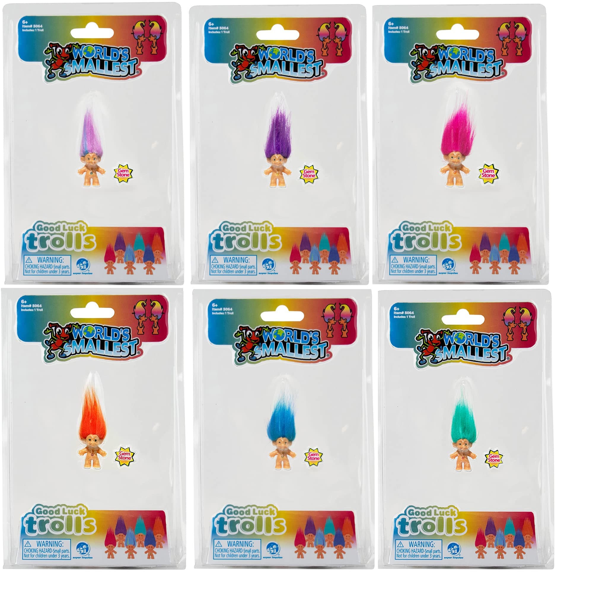 World's Smallest Good Luck Trolls Bundle Set of 6