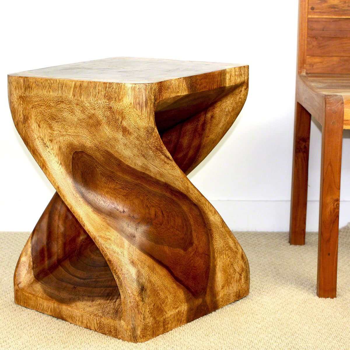 Strata Furniture Twist Side Table, Walnut, 15" x 20"