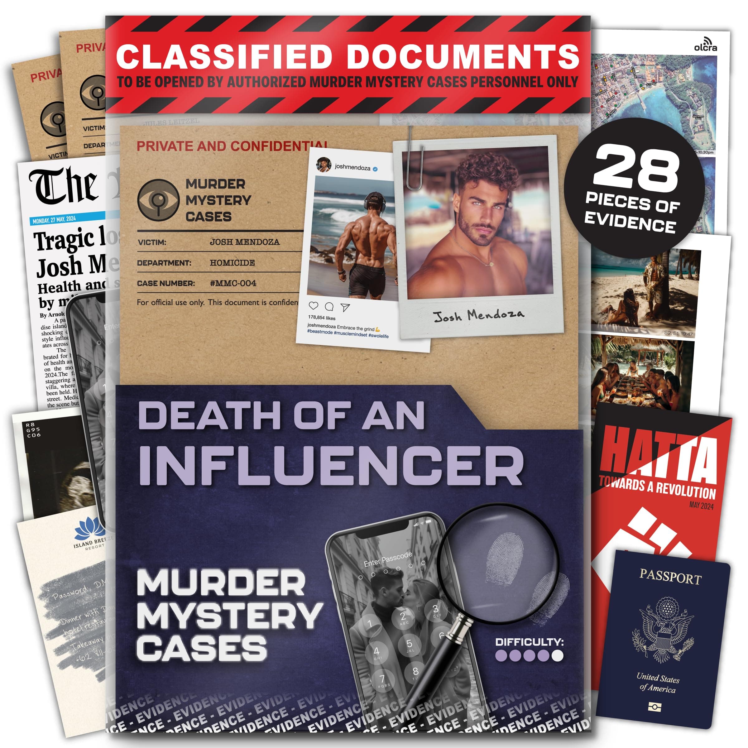 MMC Death of an Influencer - Engaging Murder Mystery Games for Adults - Crime Solving Detective Game with Realistic Evidence and Clues - Cold Case Files Game for Interactive Mystery Board Game