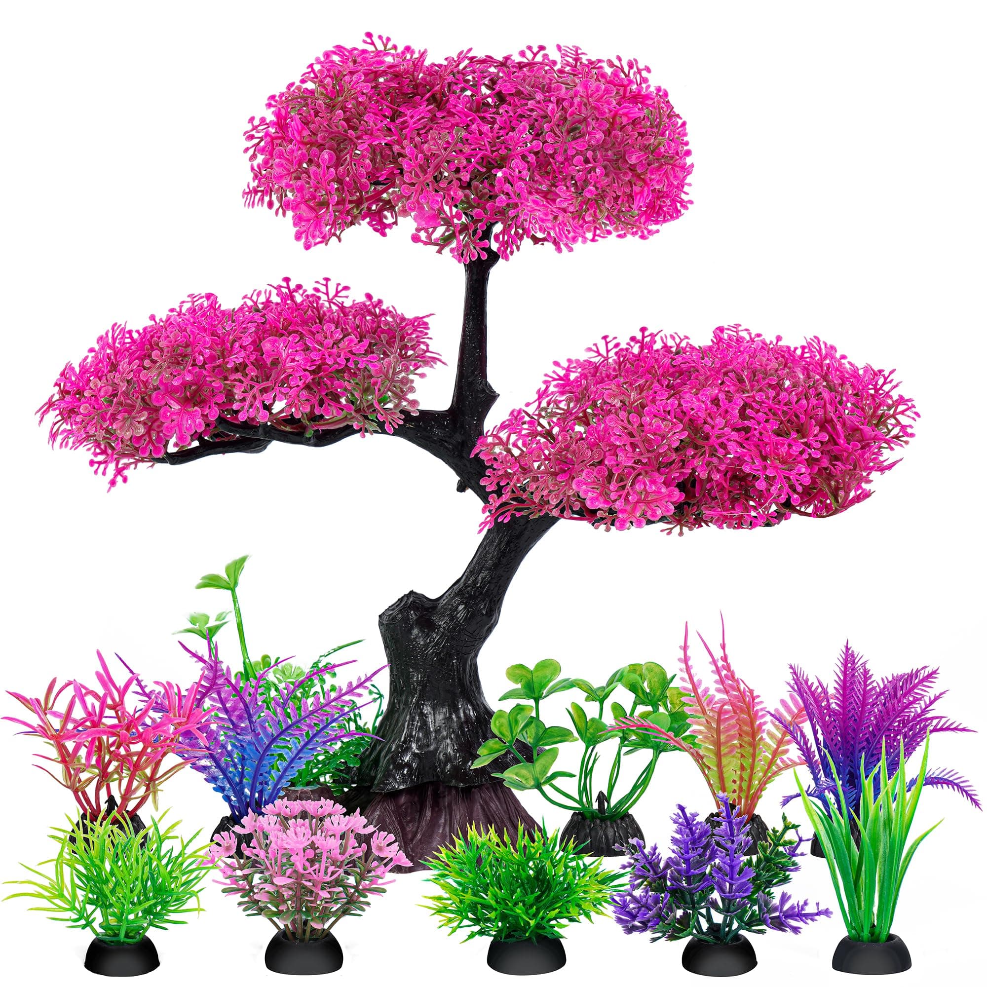 Aquarium Artificial Plastic Plants Decoration (Pink)