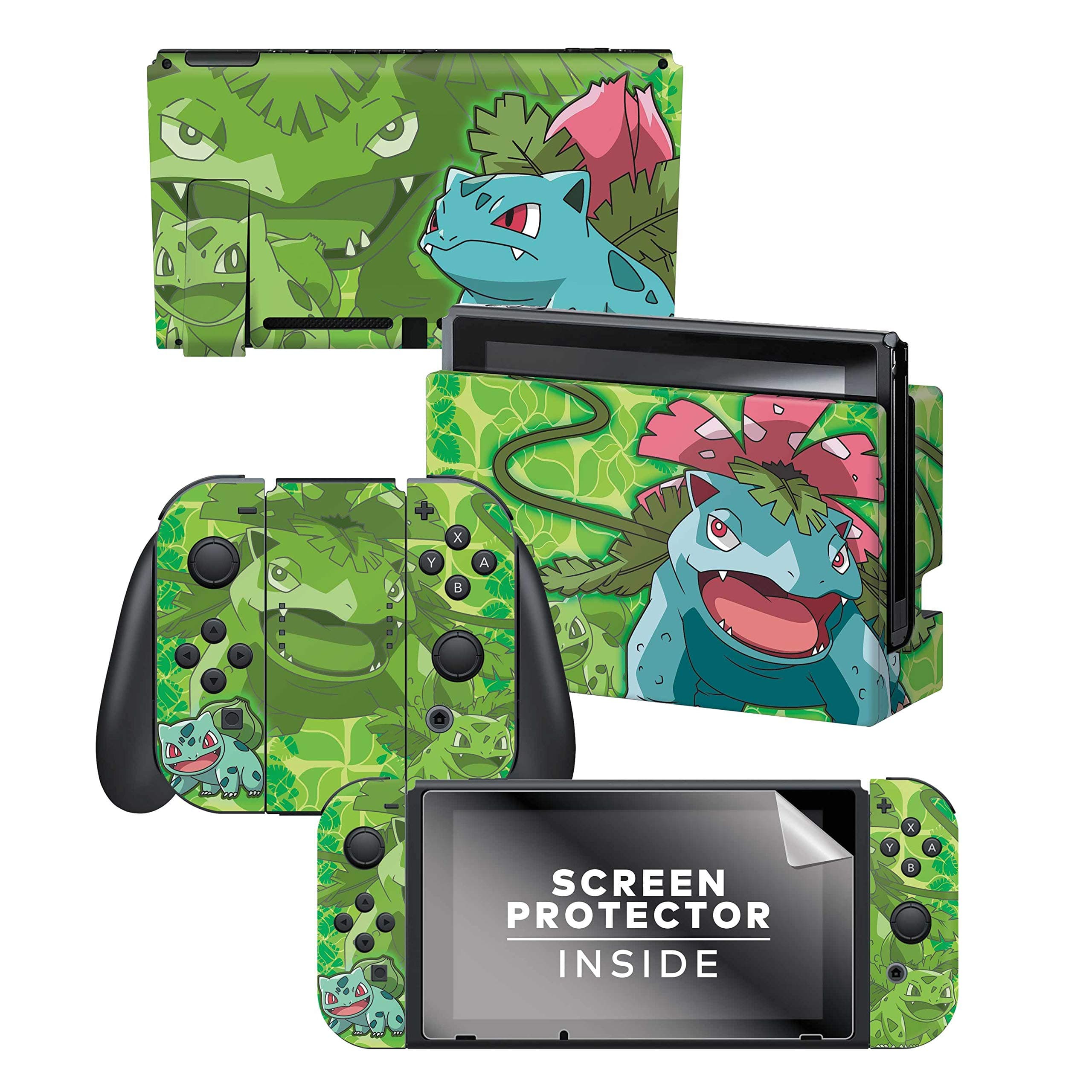 Controller Gear Nintendo Switch Skin & Screen Protector Set - Pokemon - Bulbasaur Evolutions Set 1 - Nintendo Switch