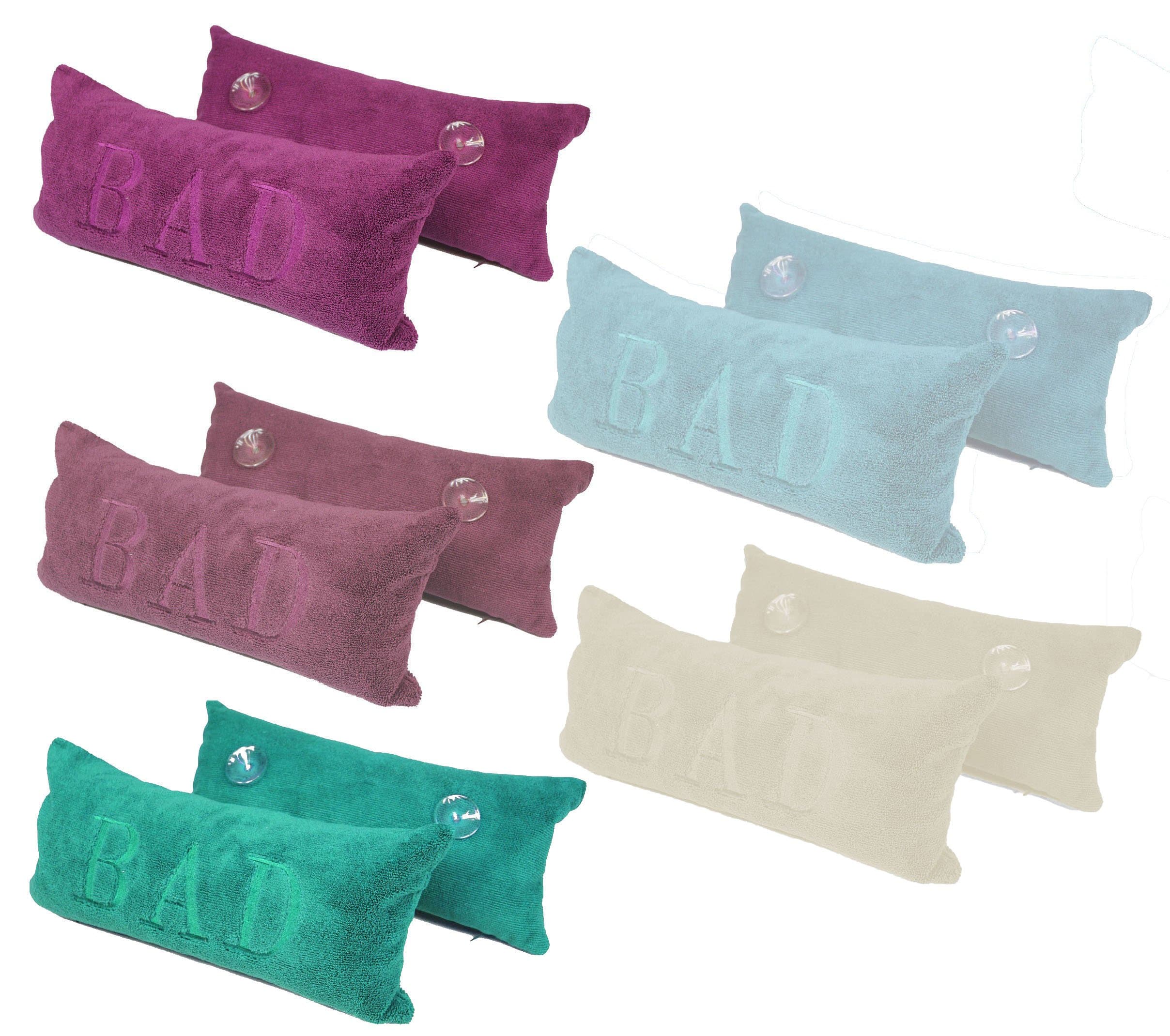 Microfibre bath pillow, travel pillow, neck pillow, car pillow, 40 x 20 cm, with suction cups and cover blue/turquoise