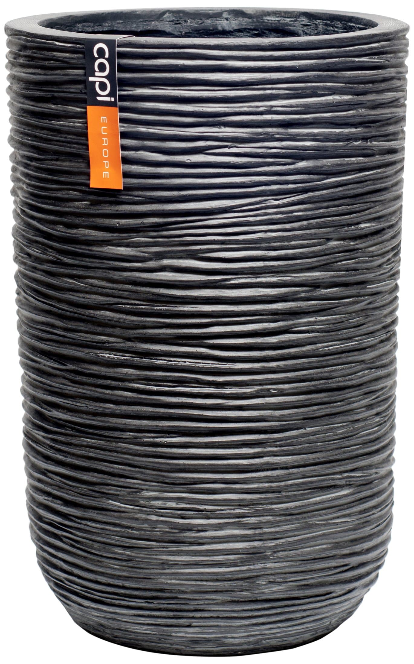 Capi Lux 25 x 38 cm Ribbed Cylinder Planter I - Black