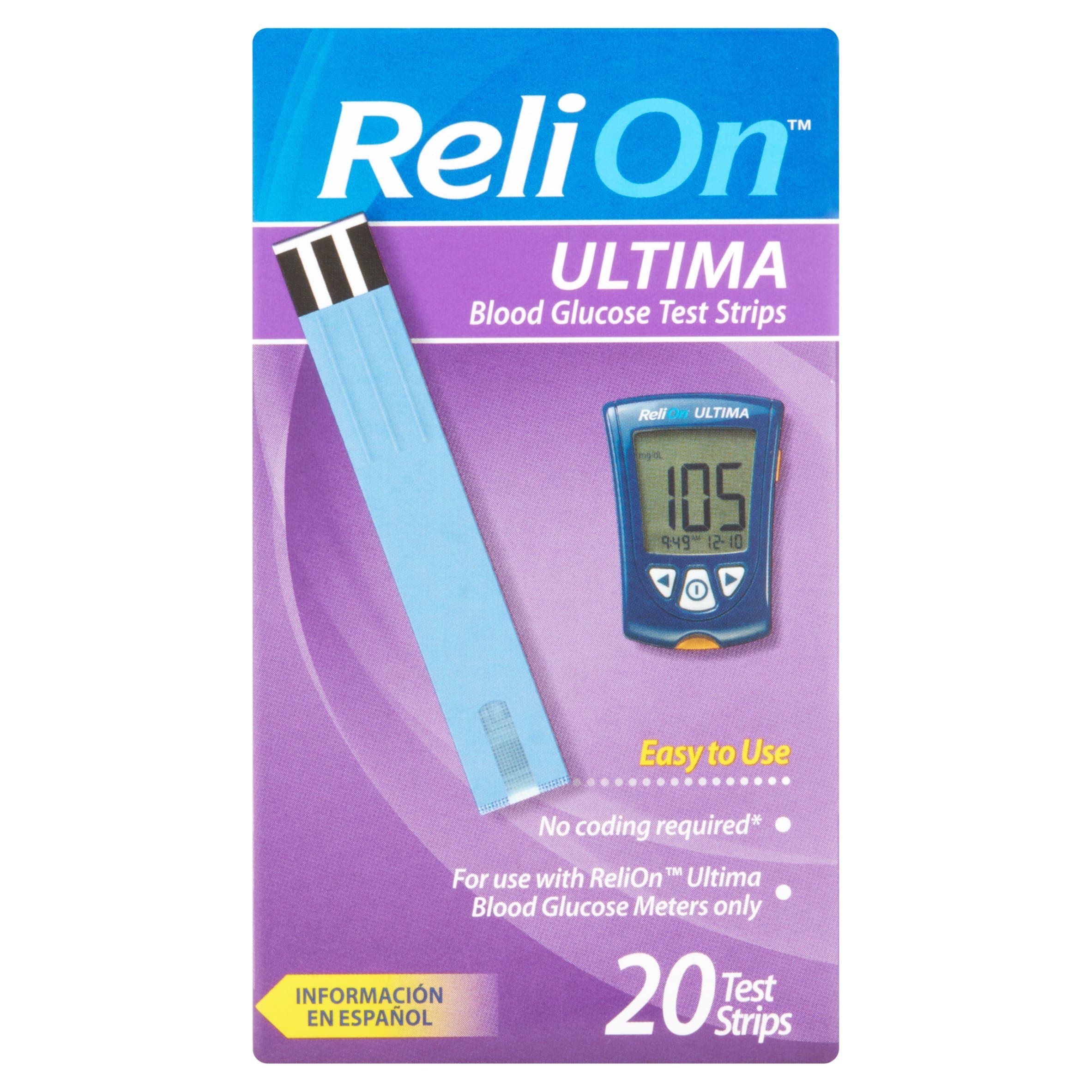 ReliOn Ultima Blood Glucose Test Strips, 20 count