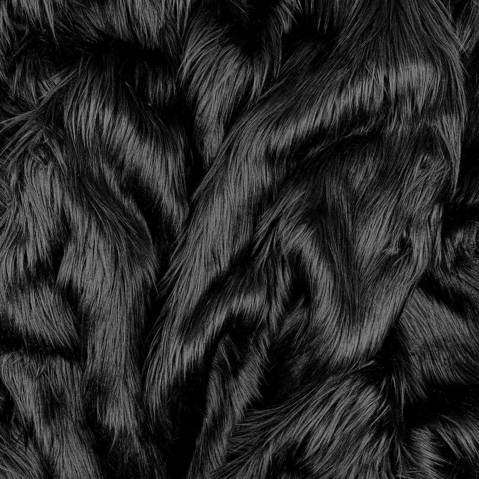 Barcelonetta | Faux Fur Fabric | Soft & Plush | Costume, Upholstery, Decoration, Sewing Material | Fluffy, Fuzzy | Shaggy, Long Pile (Black, 10" X 10")