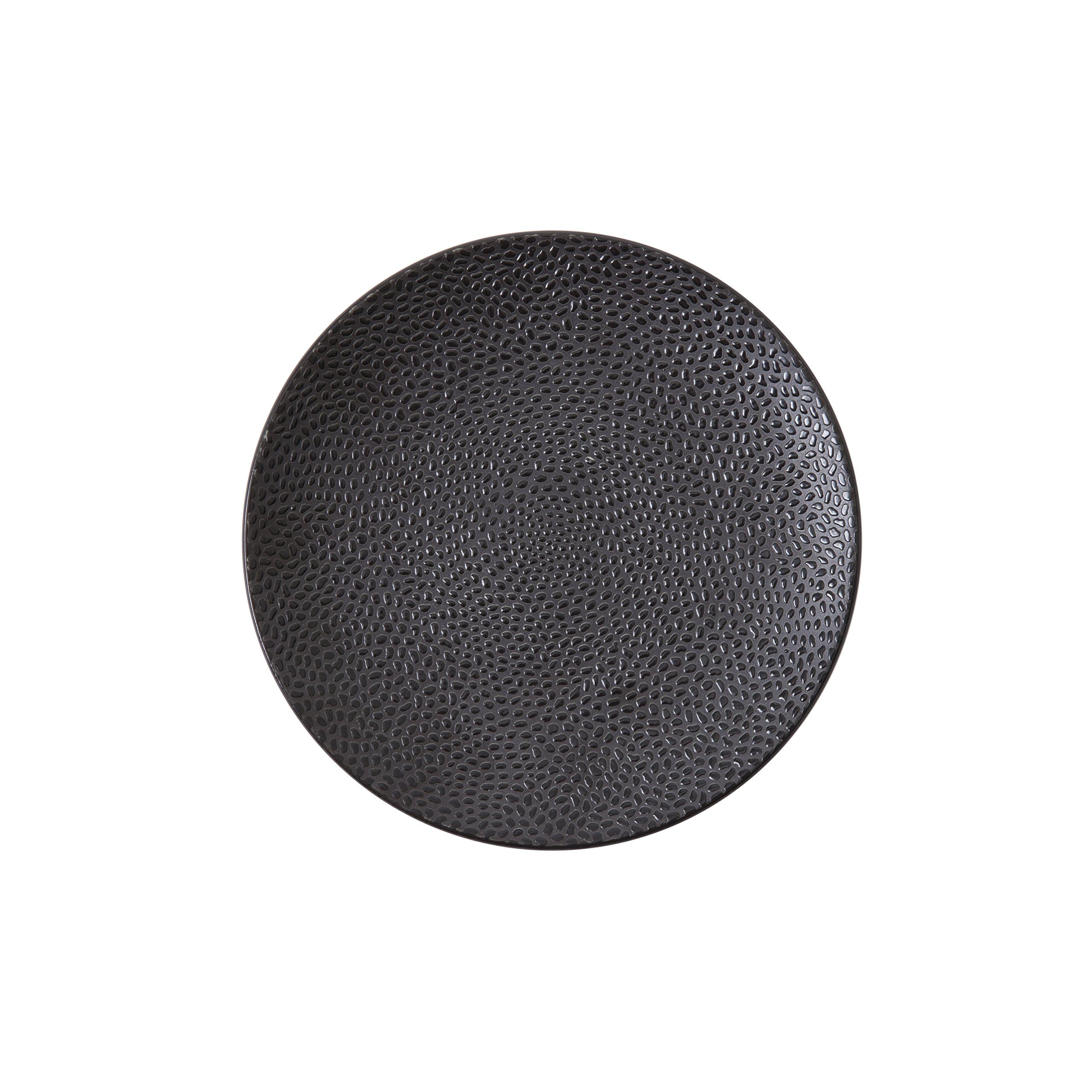 D&V 6 Piece Cobble TechnoCeram Dinnerware Plate Set, 8.25", Matte Black - TC7700.DV.6.804