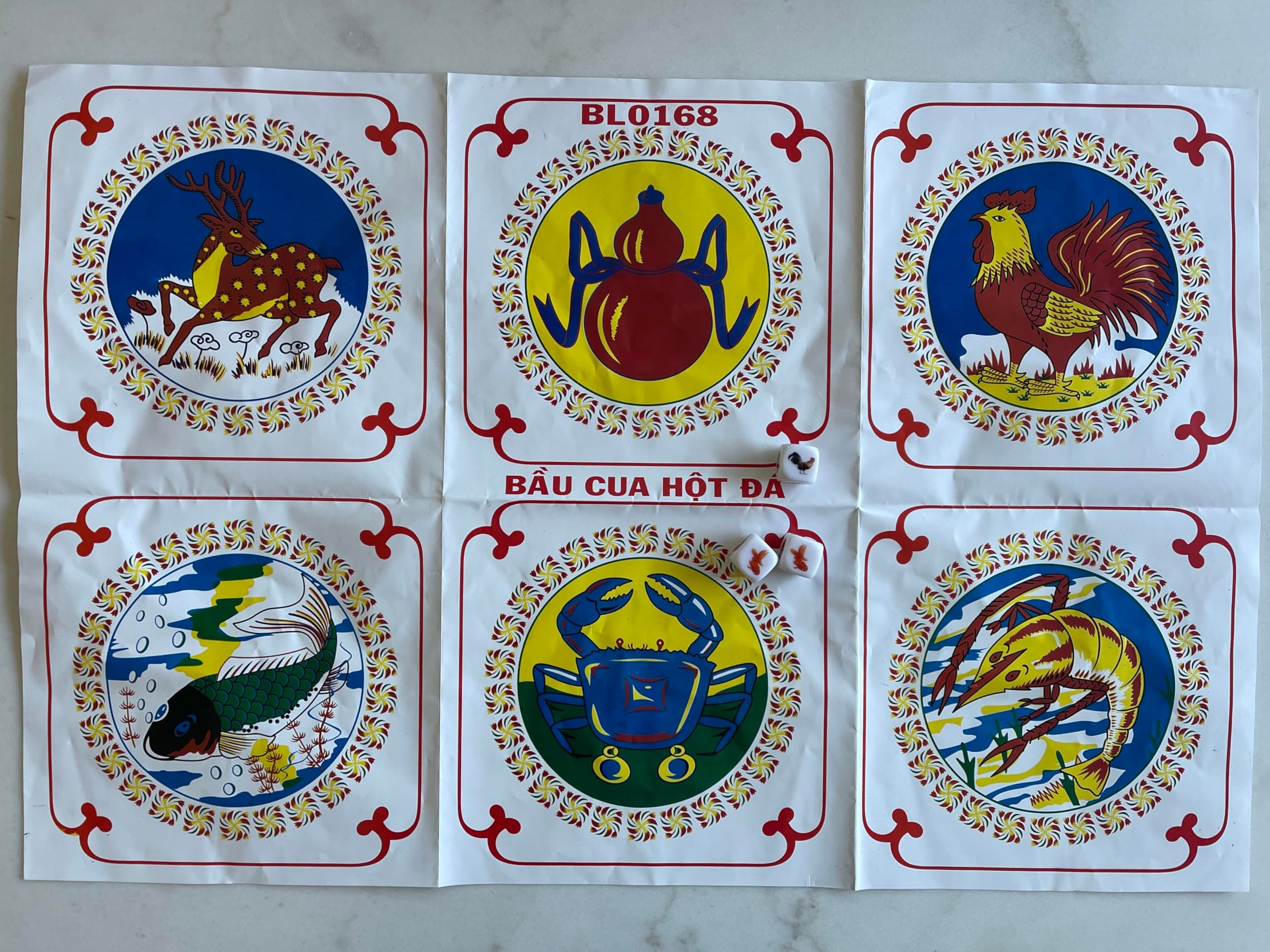 Ground Fish Shrimp Crab Dice -BAU Cua Ca Cop Vietnamase Game- BAU Ca Tom Cua- Klah Klok