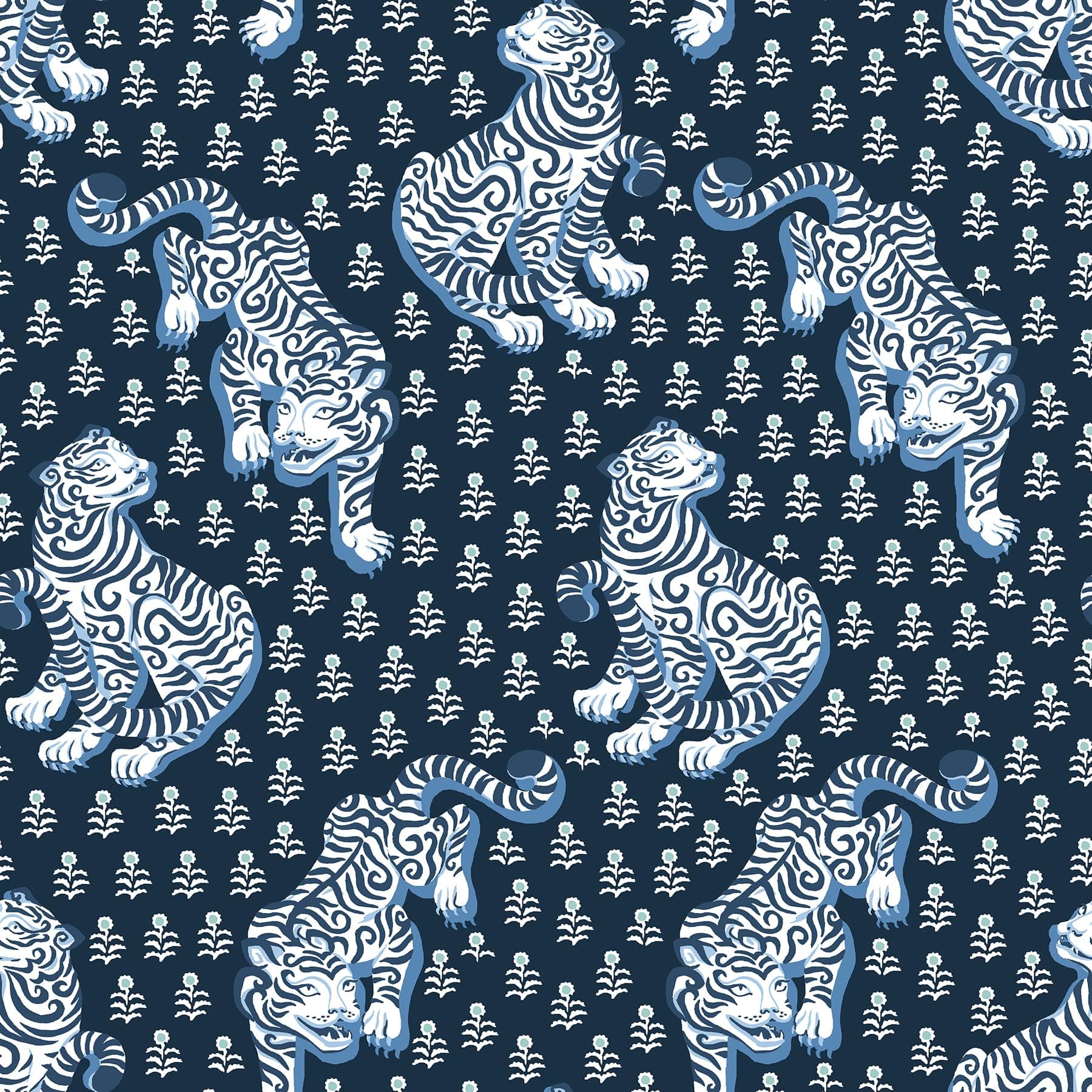 x Printfresh Navy Tiger Queen Peel and Stick Wallpaper, PFS6106