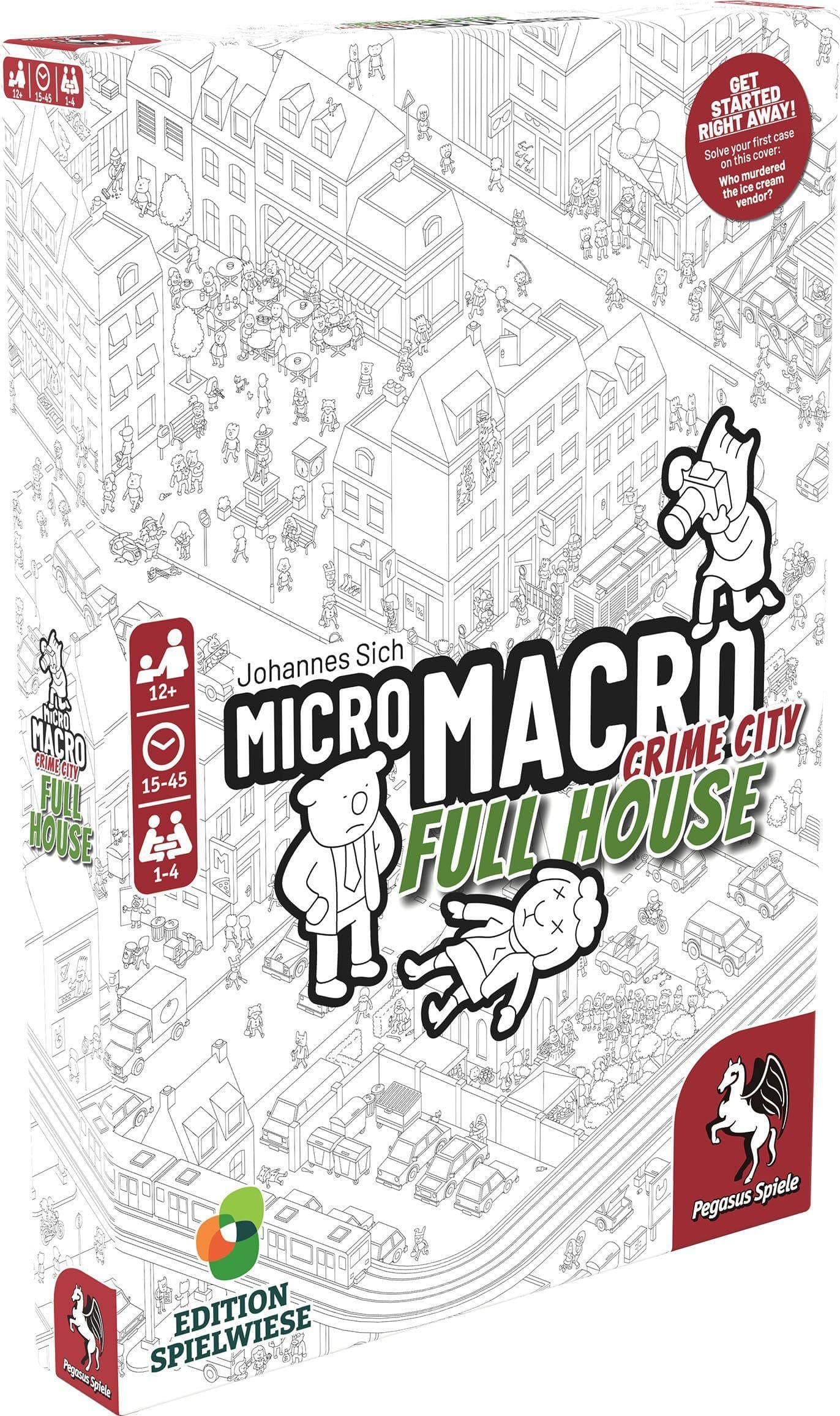 Pegasus Press, MicroMacro: Crime City - Full House, Board Game, Ages 12+, 1-4 Players, 15-45 Minutes Playing Time, Multicoloured, PEG59061E