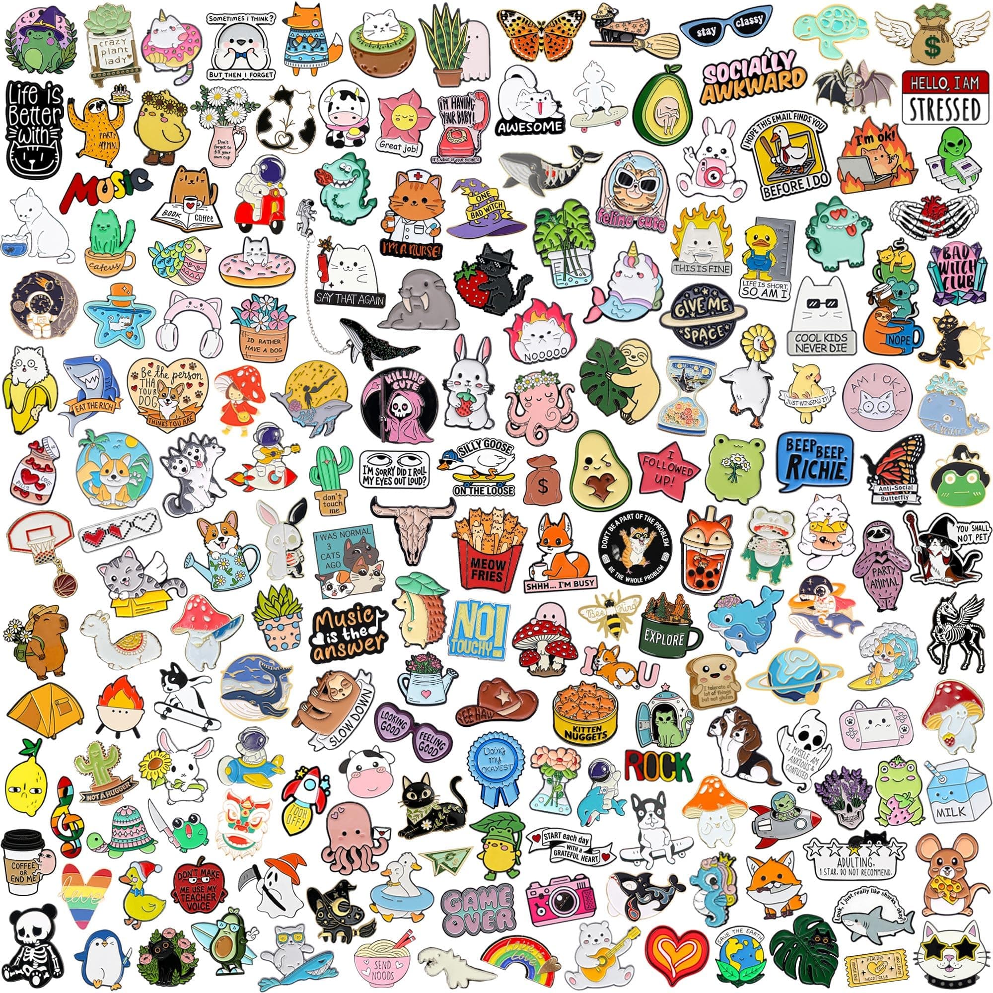 20/40/50 Pcs Cute Enamel Backpack Pins, Funny Anime Enamel Lapel Pins Bulk Set Cool Brooch Button Pins Badge Aesthetic for Backpacks, Bag, Jacket, Kids, Girls, Festival Present (Random Style)