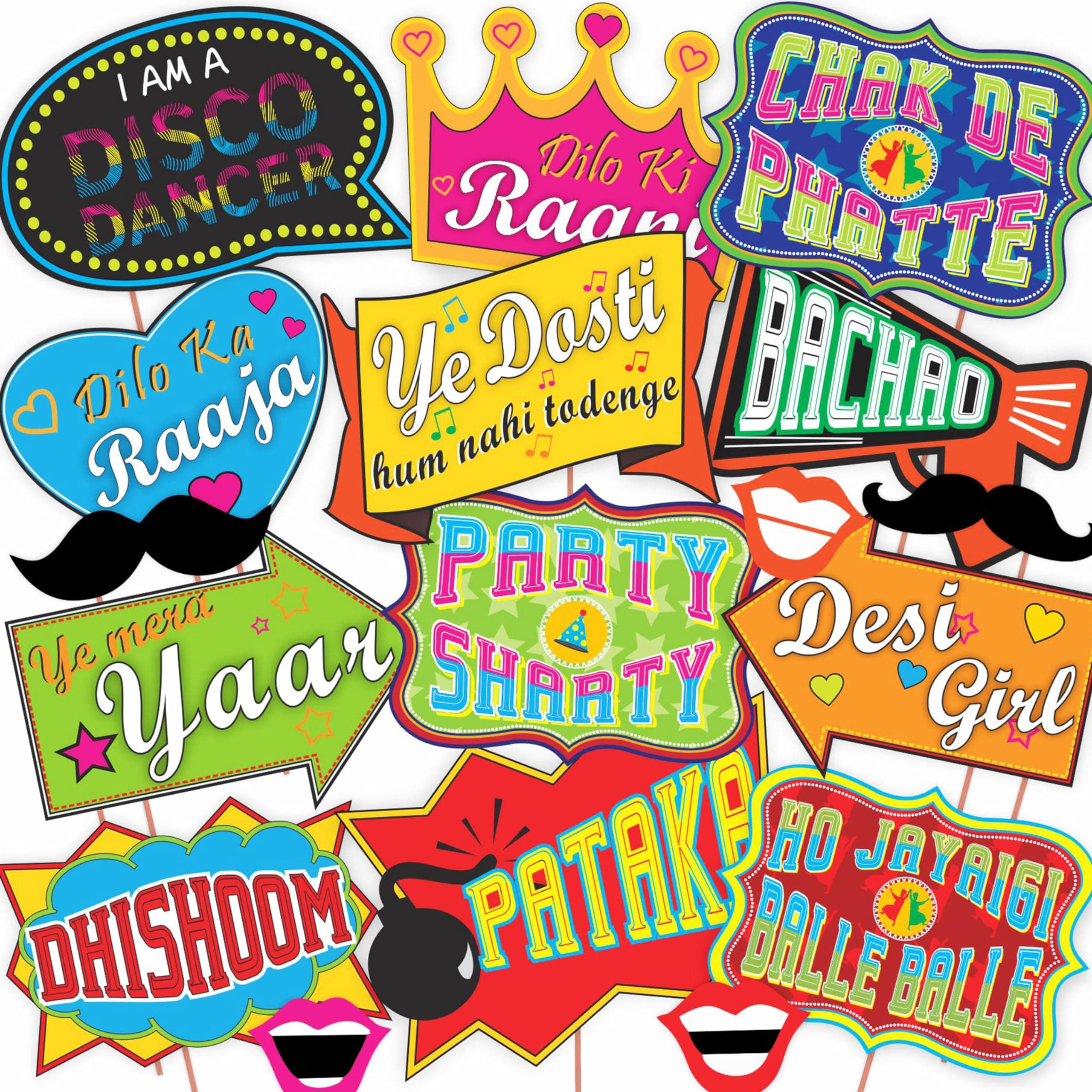 WOBBOX TM Desi Indian Style Wedding Photo Booth Party Props