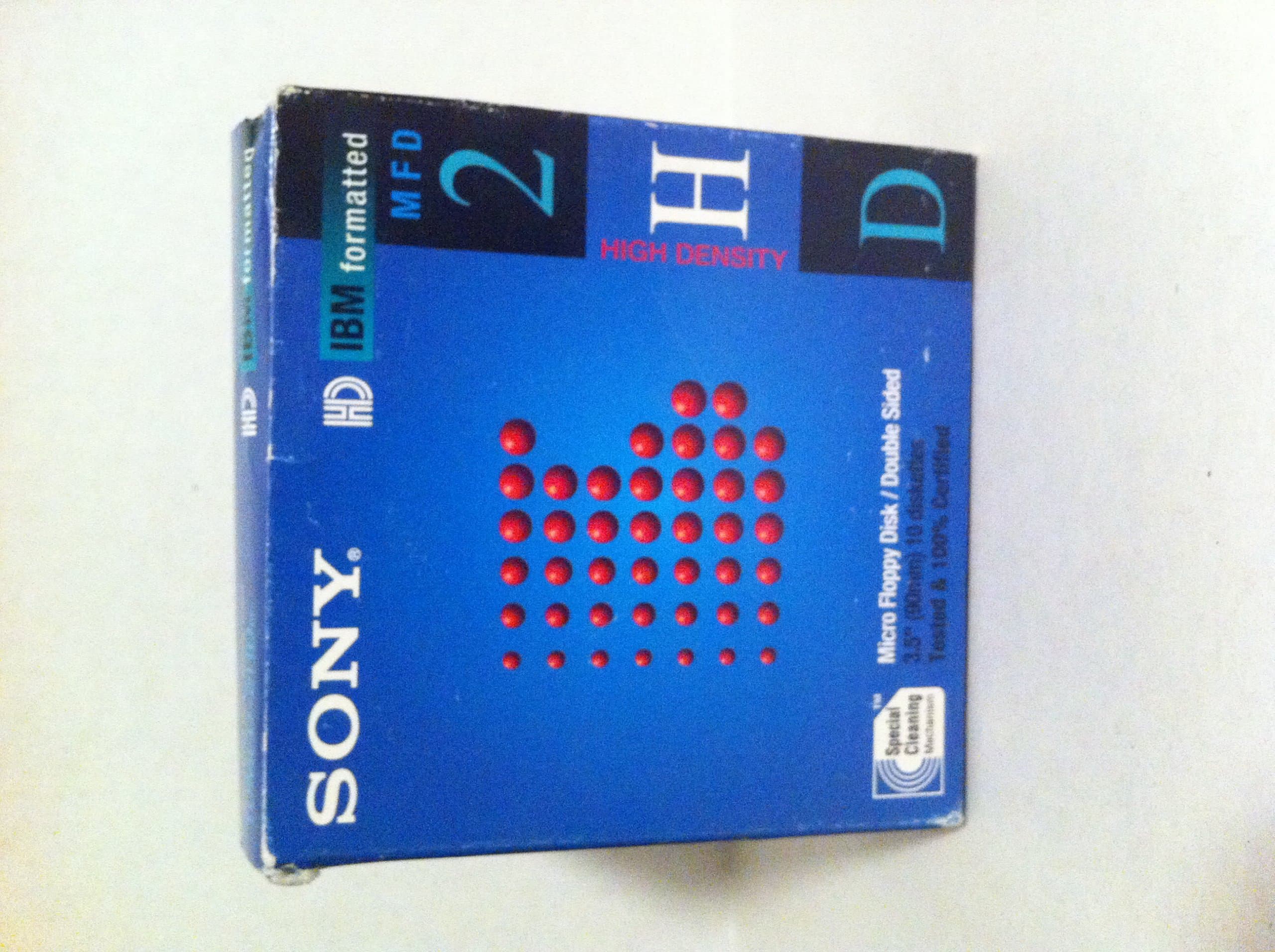 1995 Sony Electronics, Inc. Sony Micro Floppy Disk/double Sided 10mfd-2hdcf 10 Pack Blister Box Package---capacity IBM Formatted 1.44 Mb