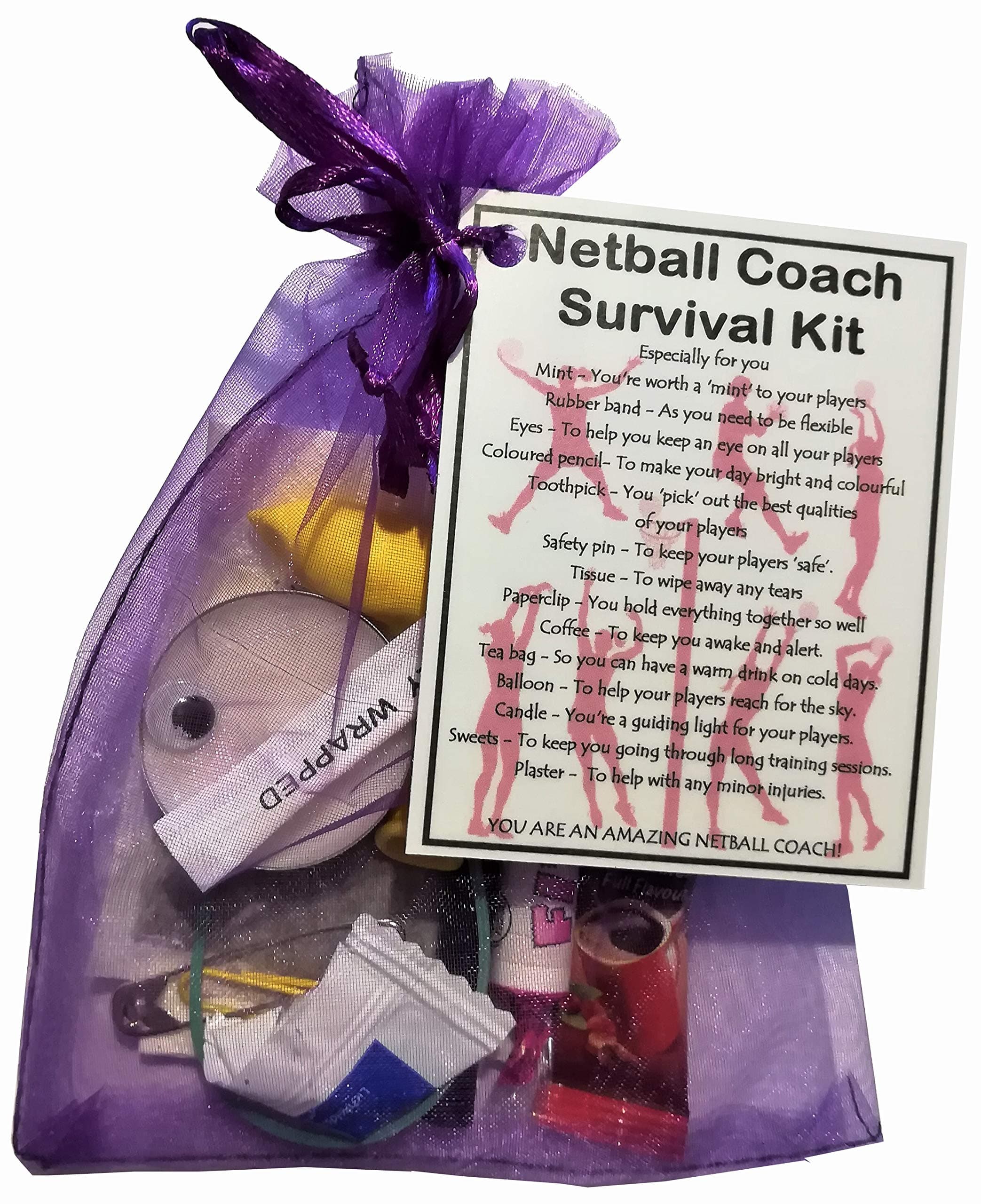 Netball Coach Survival Kit Gift (Netball Coach gifts, gift for Netball Coach, thank you gift for Netball Coach gift)