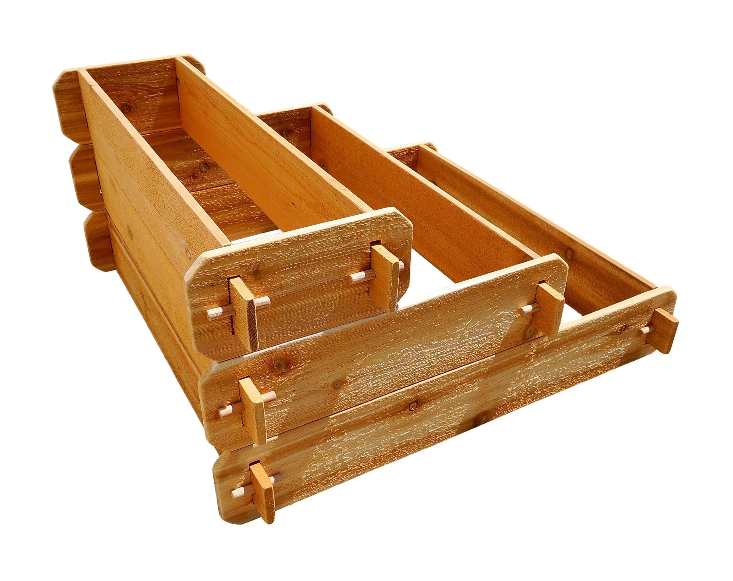 Timberlane Gardens Raised Bed Kit 3 Tiered (1x3 2x3 3x3) Western Red Cedar Elevated Planter with Mortise and Tenon Joinery 3 Feet x 3 Feet