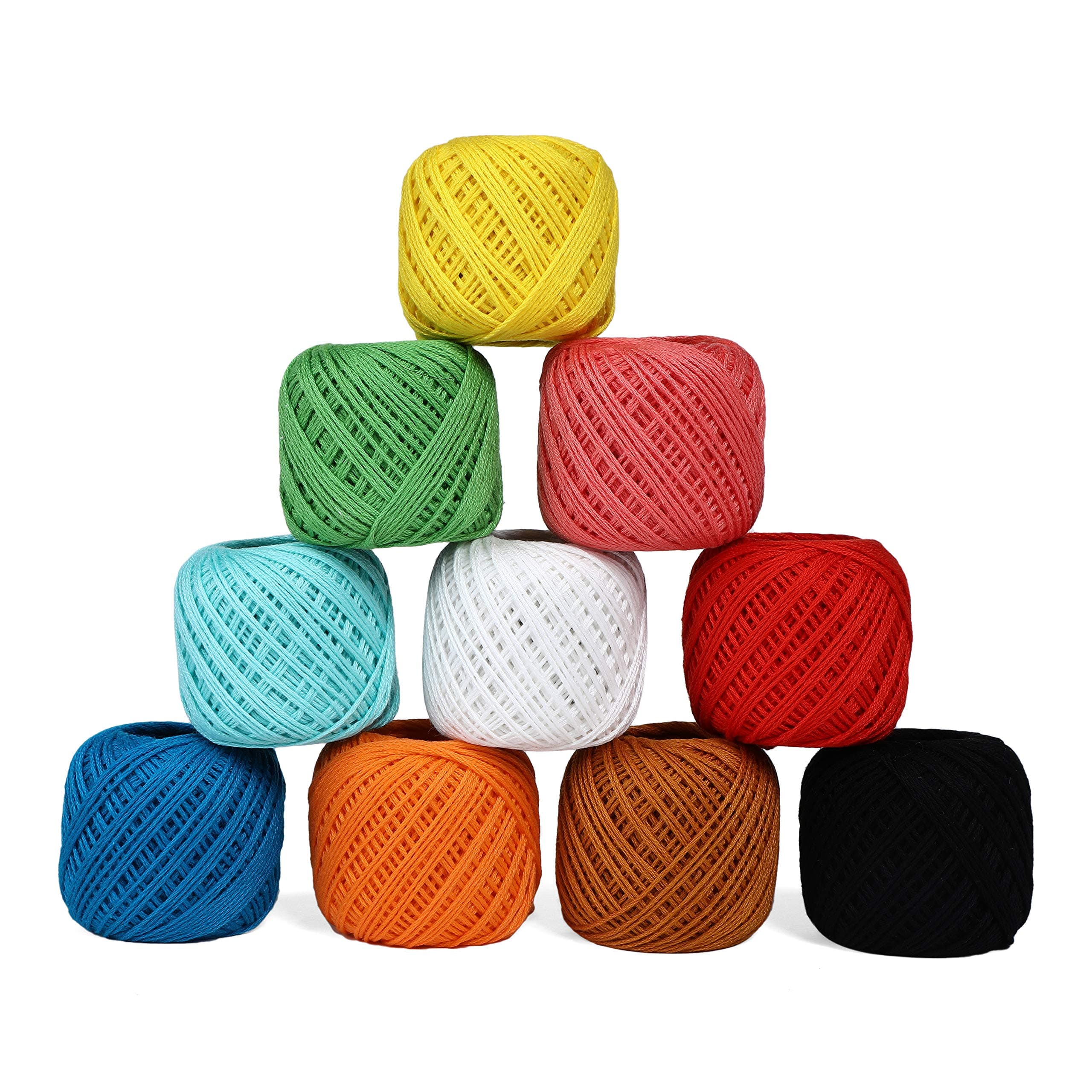 TIMESETL Crochet Thread Set Of 10 Ball Crochet Cotton Thread Yarn For Knitting And Craft Making Size 230 Grams 55 To 60 Mtr Approx (Multicolor 1)