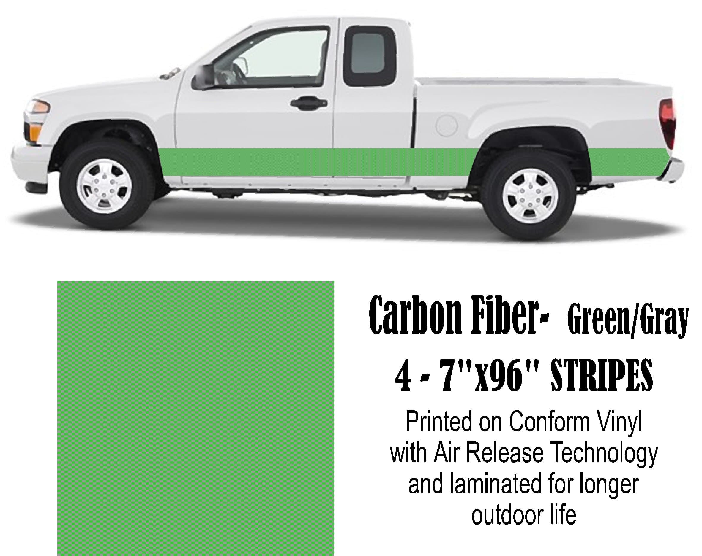 Carbon Fiber- Green & Gray- Vehicle or Truck Stripe Kit