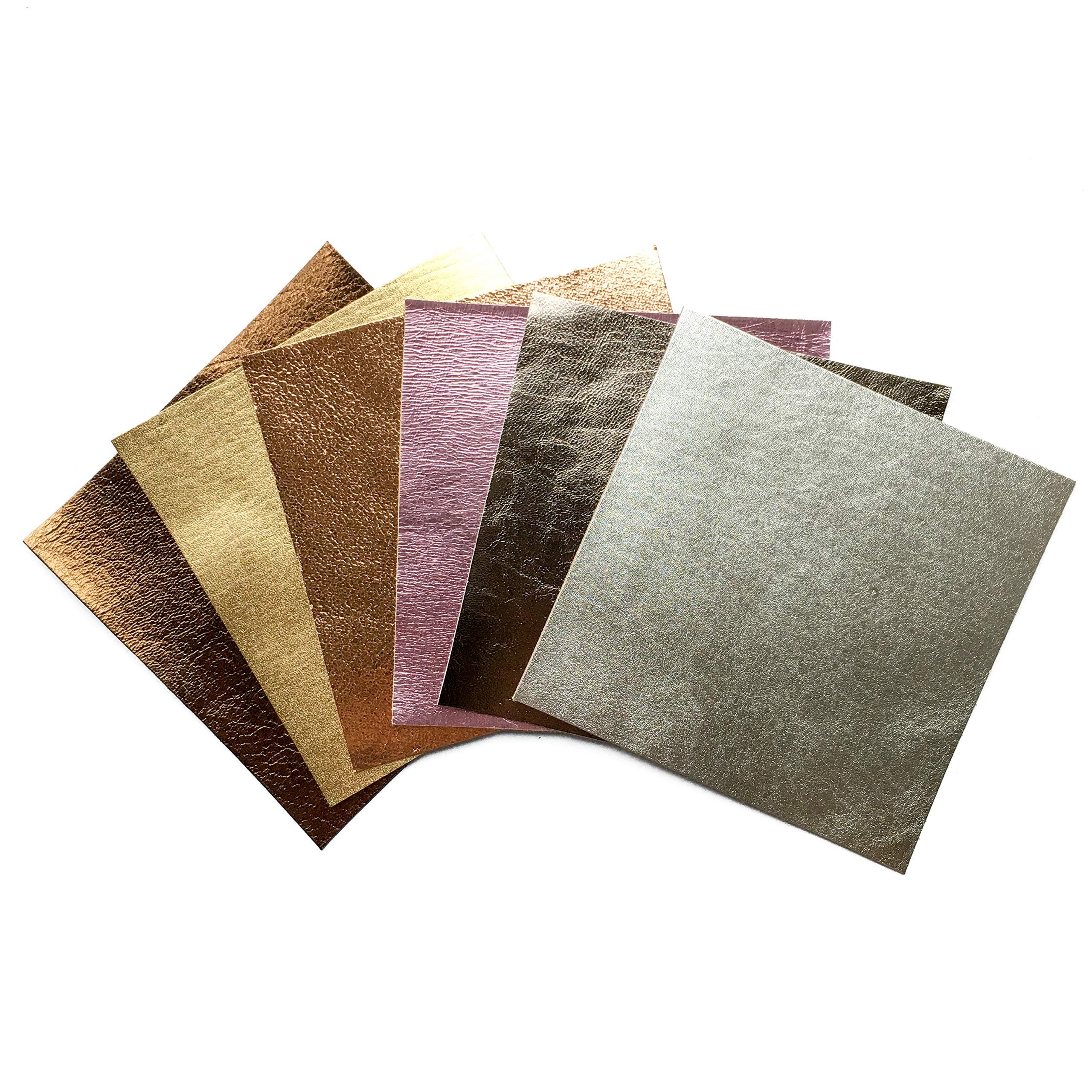 Genuine Scraps for Earrings: 6 Metallic Sheets of for Crafts Including Rose Gold Piece (5x5 Inches)