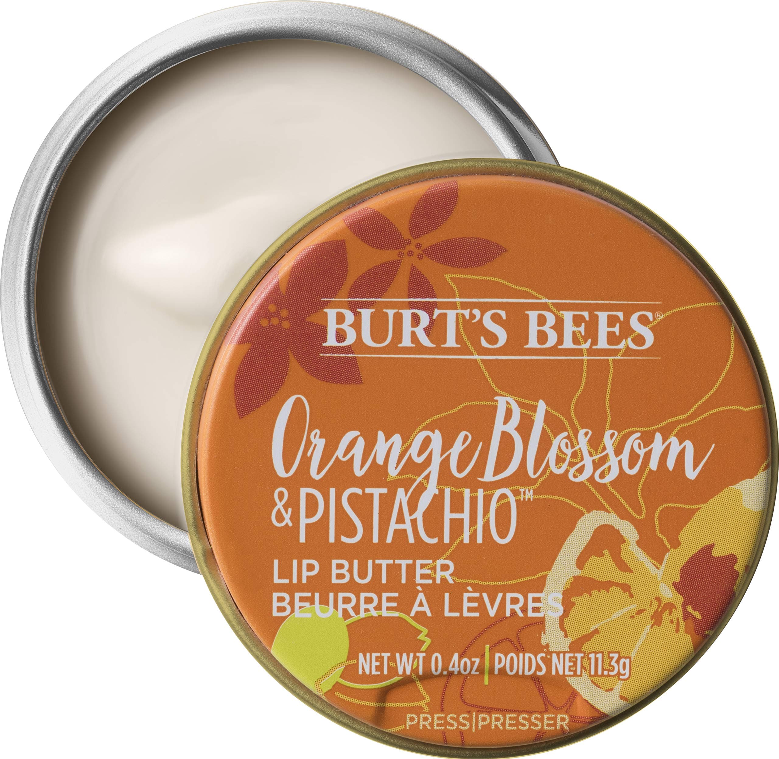 Burt’S Bees 100% Natural Origin Moisturising Lip Butter with Orange Blossom and Pistachio, 1 Tin 11.3 g